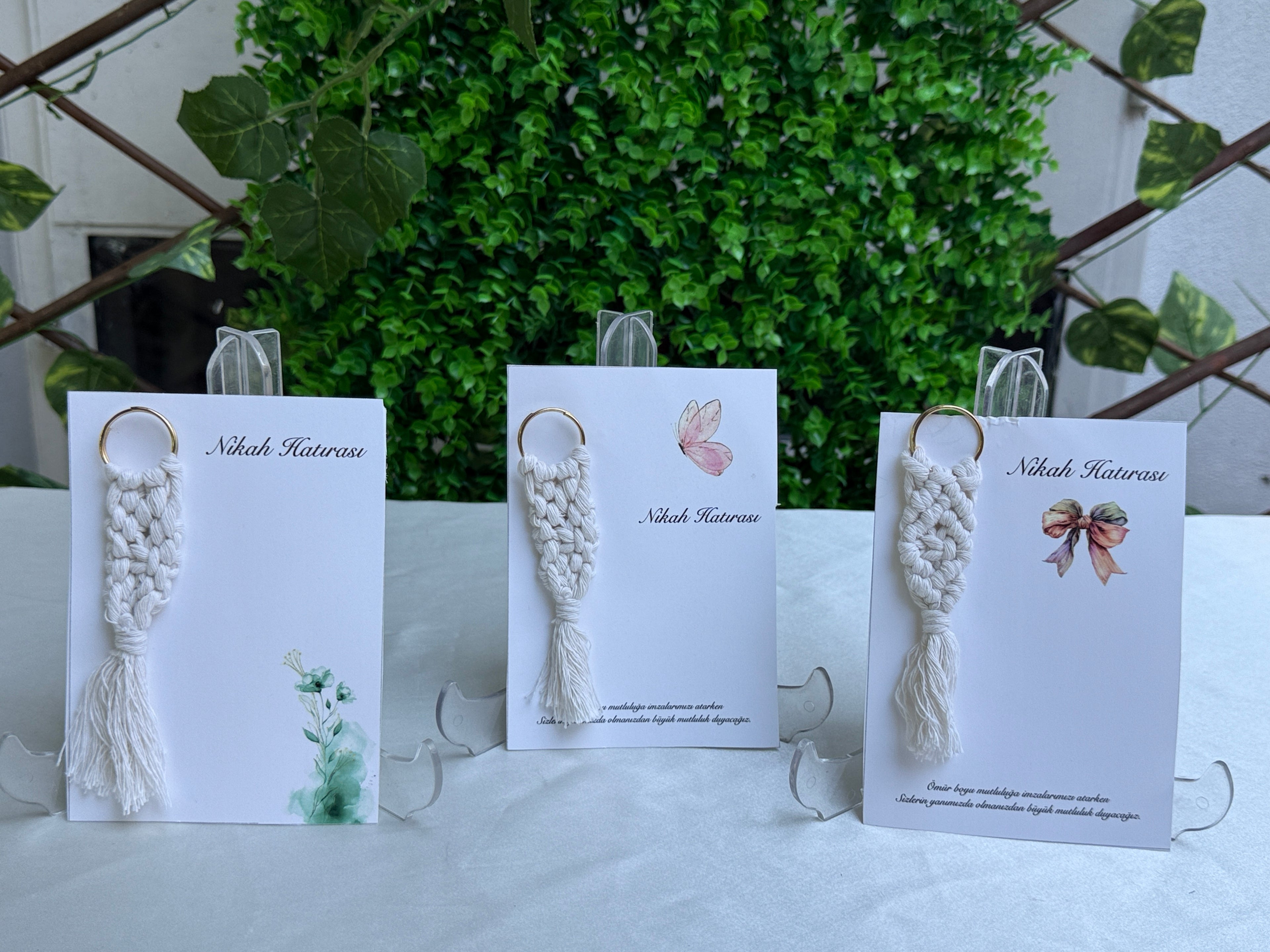 Tasarım Kartlı Makrome Anahtarlık