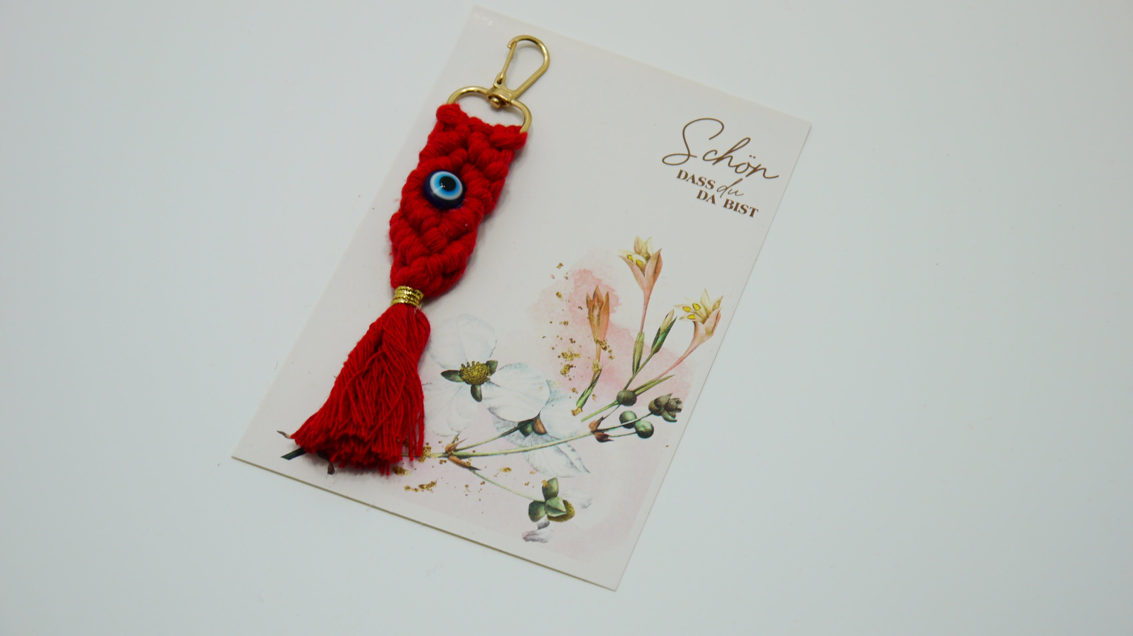 Püsküllü Nazar Boncuklu Makrome Anahtarlık