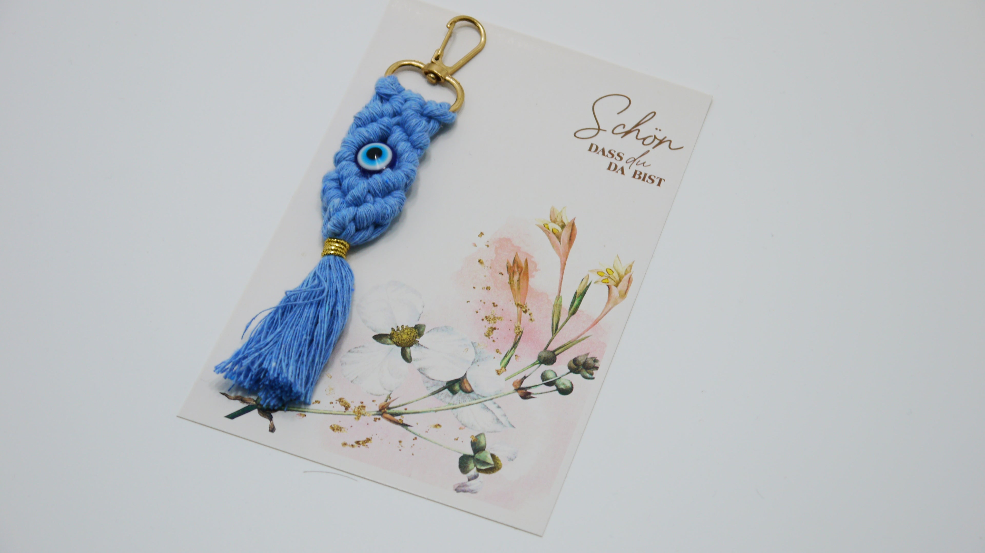 Püsküllü Nazar Boncuklu Makrome Anahtarlık