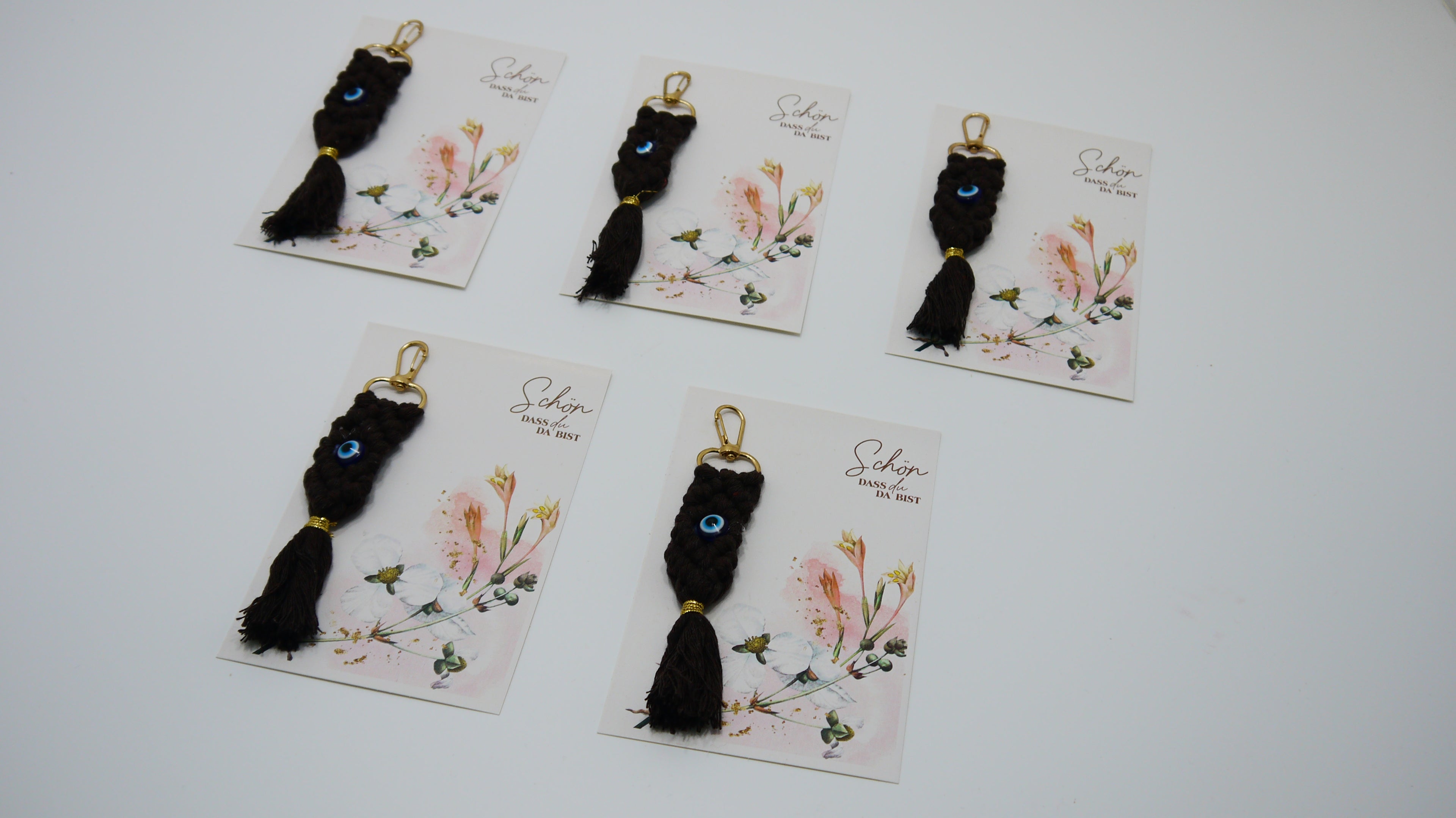 Püsküllü Nazar Boncuklu Makrome Anahtarlık