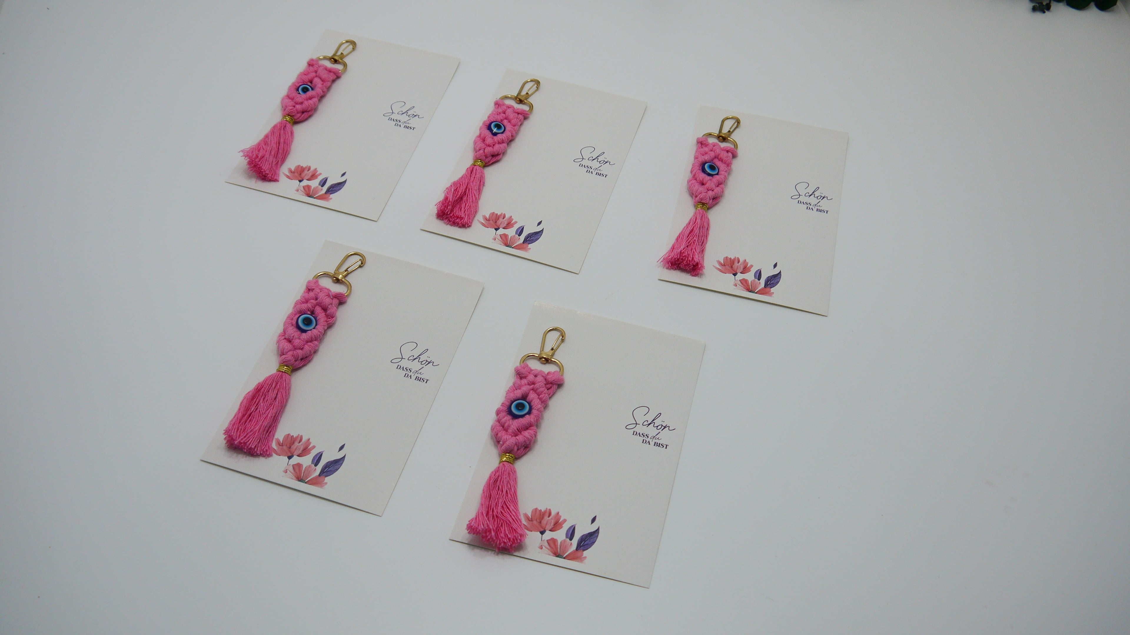 Püsküllü Nazar Boncuklu Makrome Anahtarlık