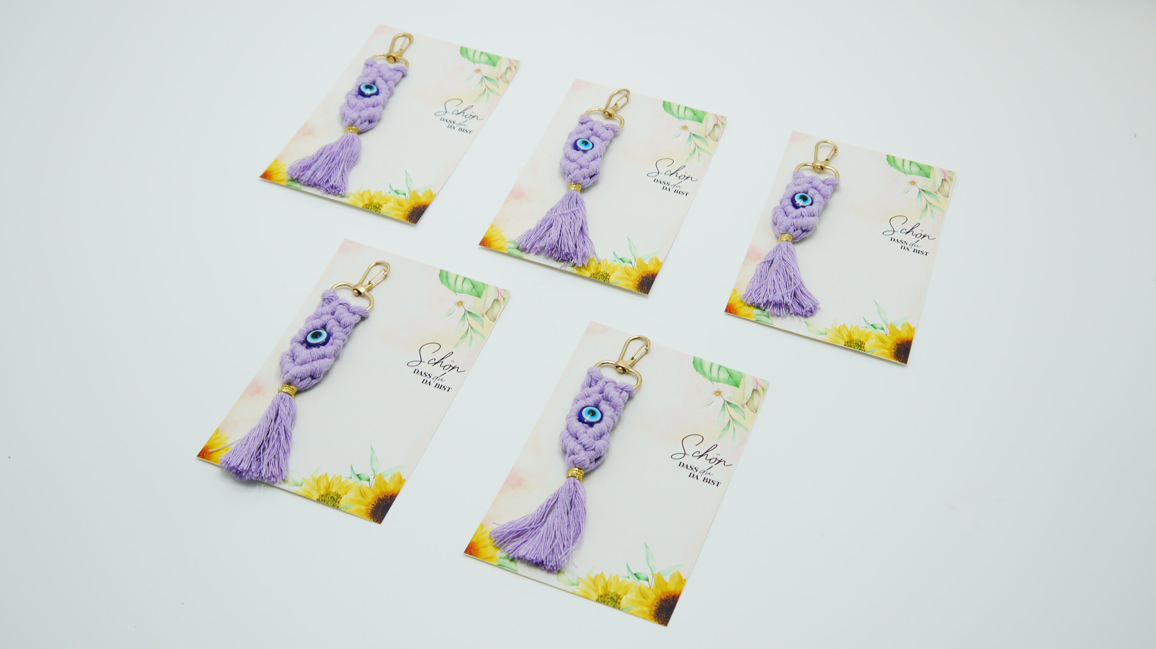 Püsküllü Nazar Boncuklu Makrome Anahtarlık