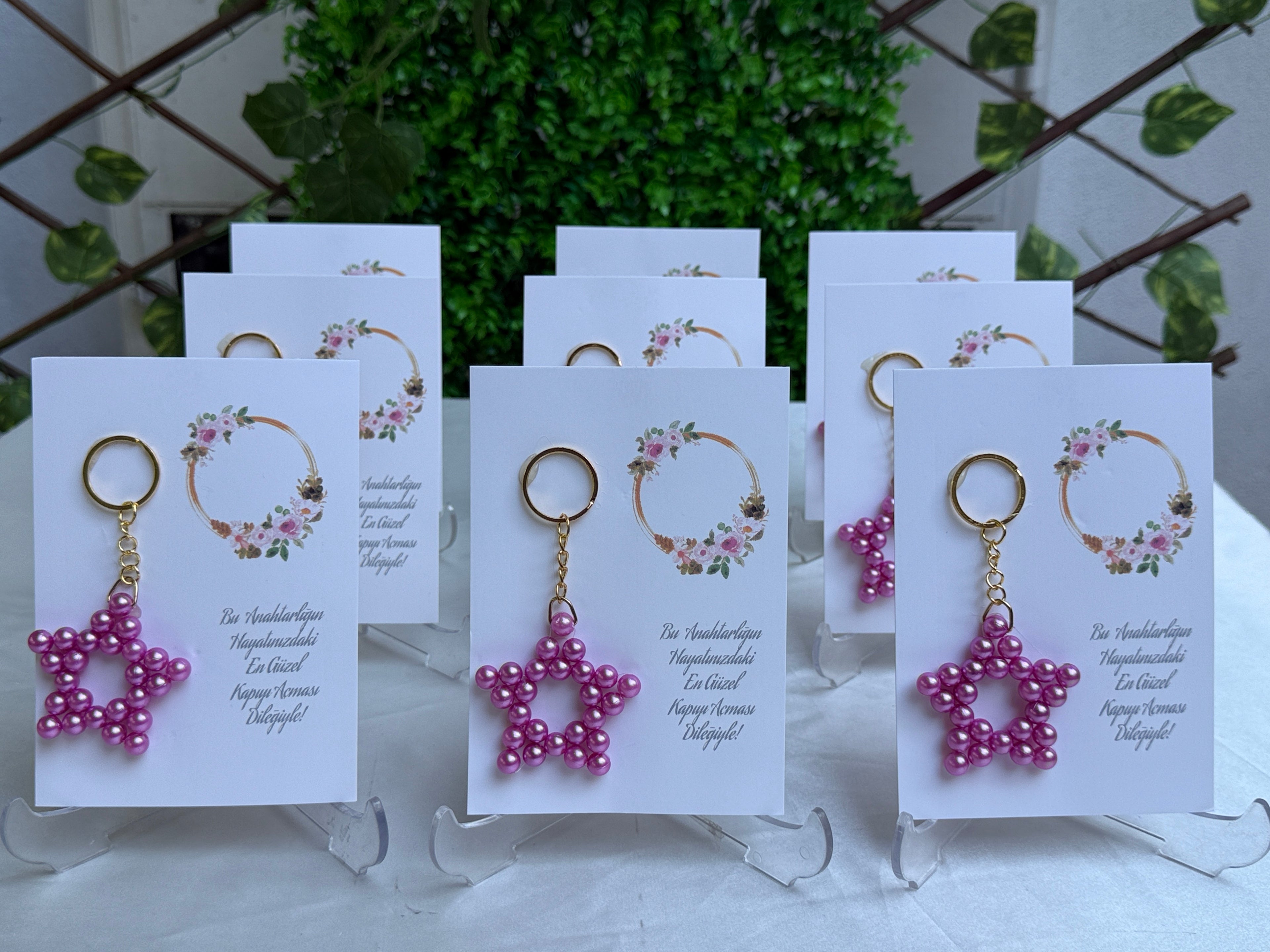 Kartlı İnci Yıldız Anahtarlık