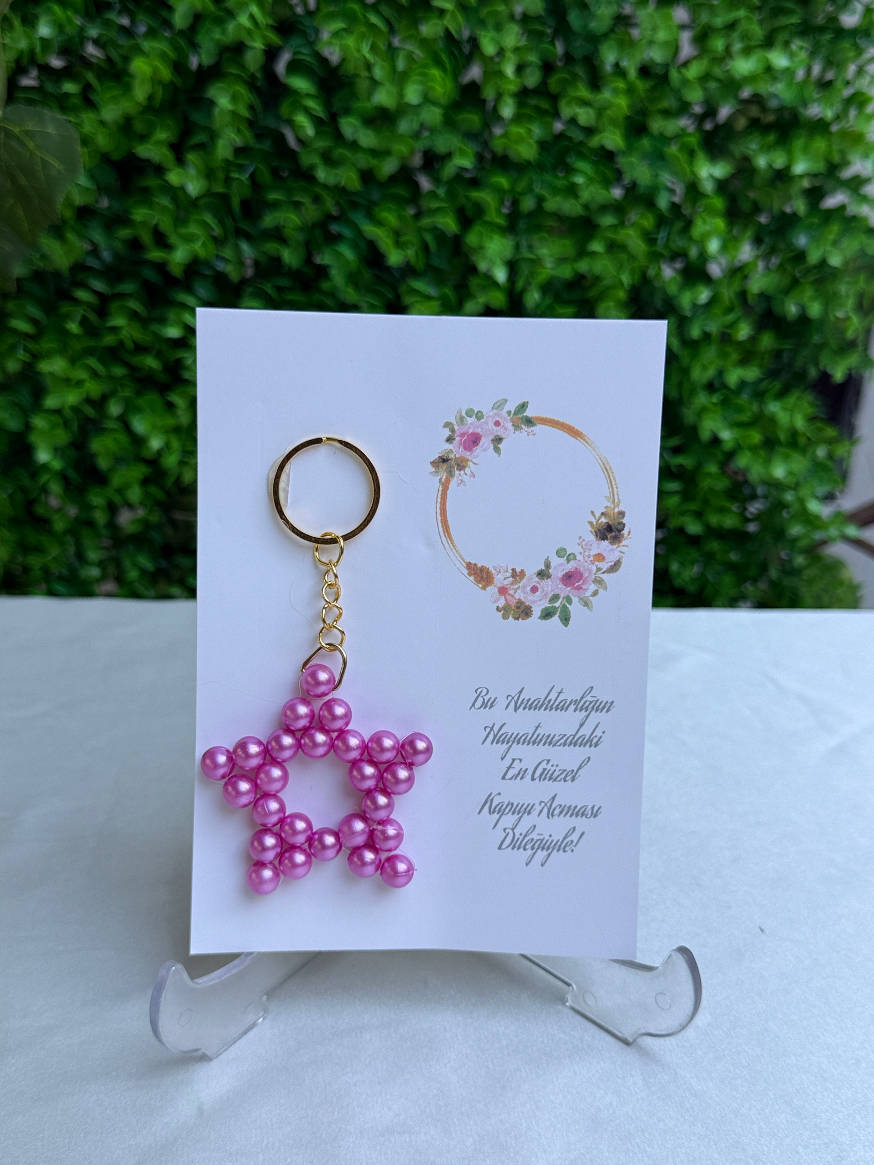 Kartlı İnci Yıldız Anahtarlık