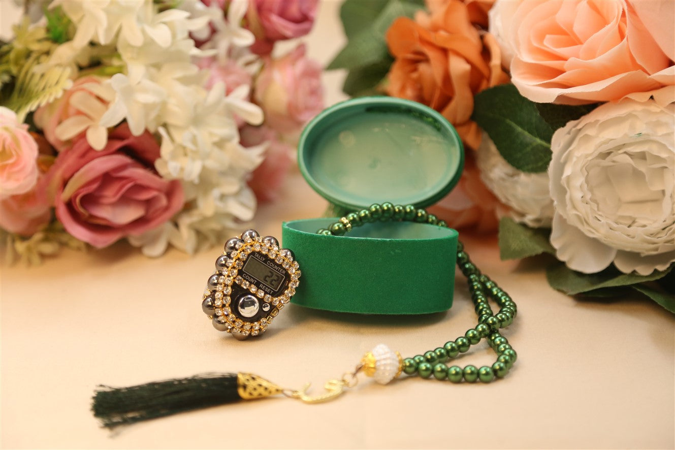 Kadife Kutulu Zikirmatik Tesbih Seti