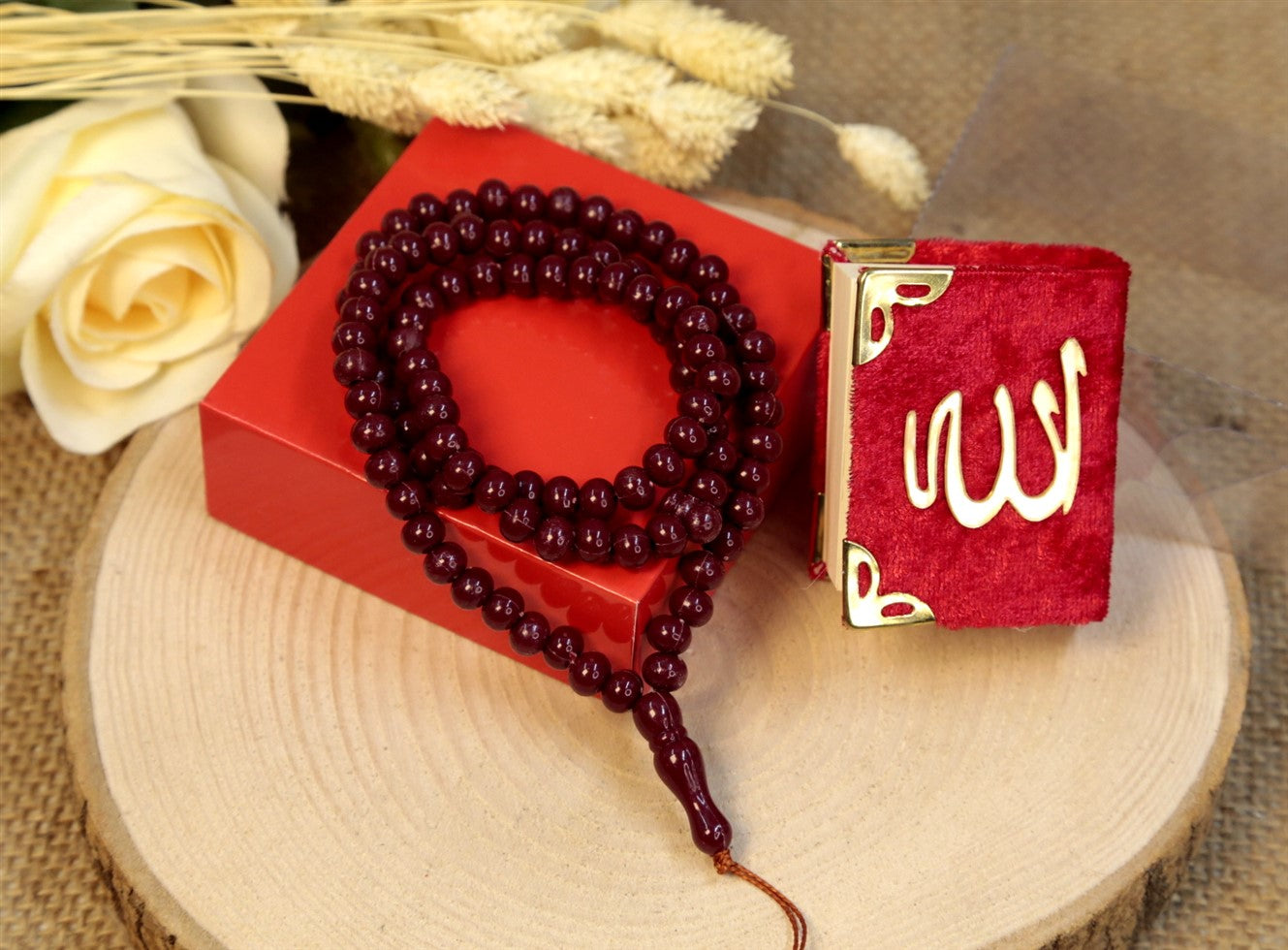 Kadife Kapaklı Kur'an Tesbih Seti