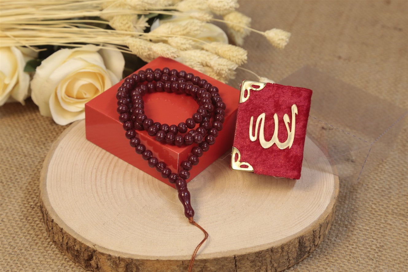 Kadife Kapaklı Kur'an Tesbih Seti