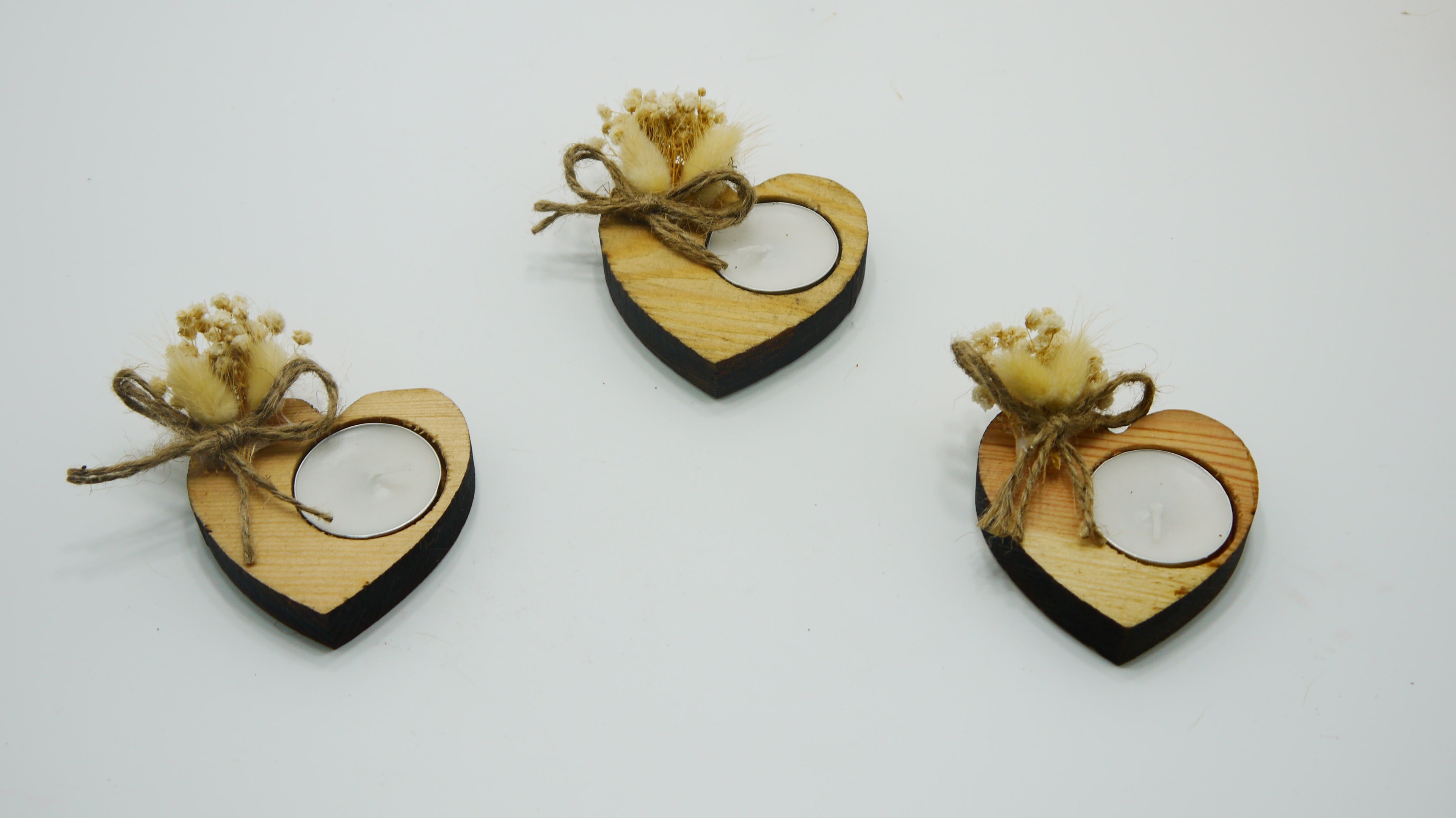 Rustik Ahşap Kalp Mumluk