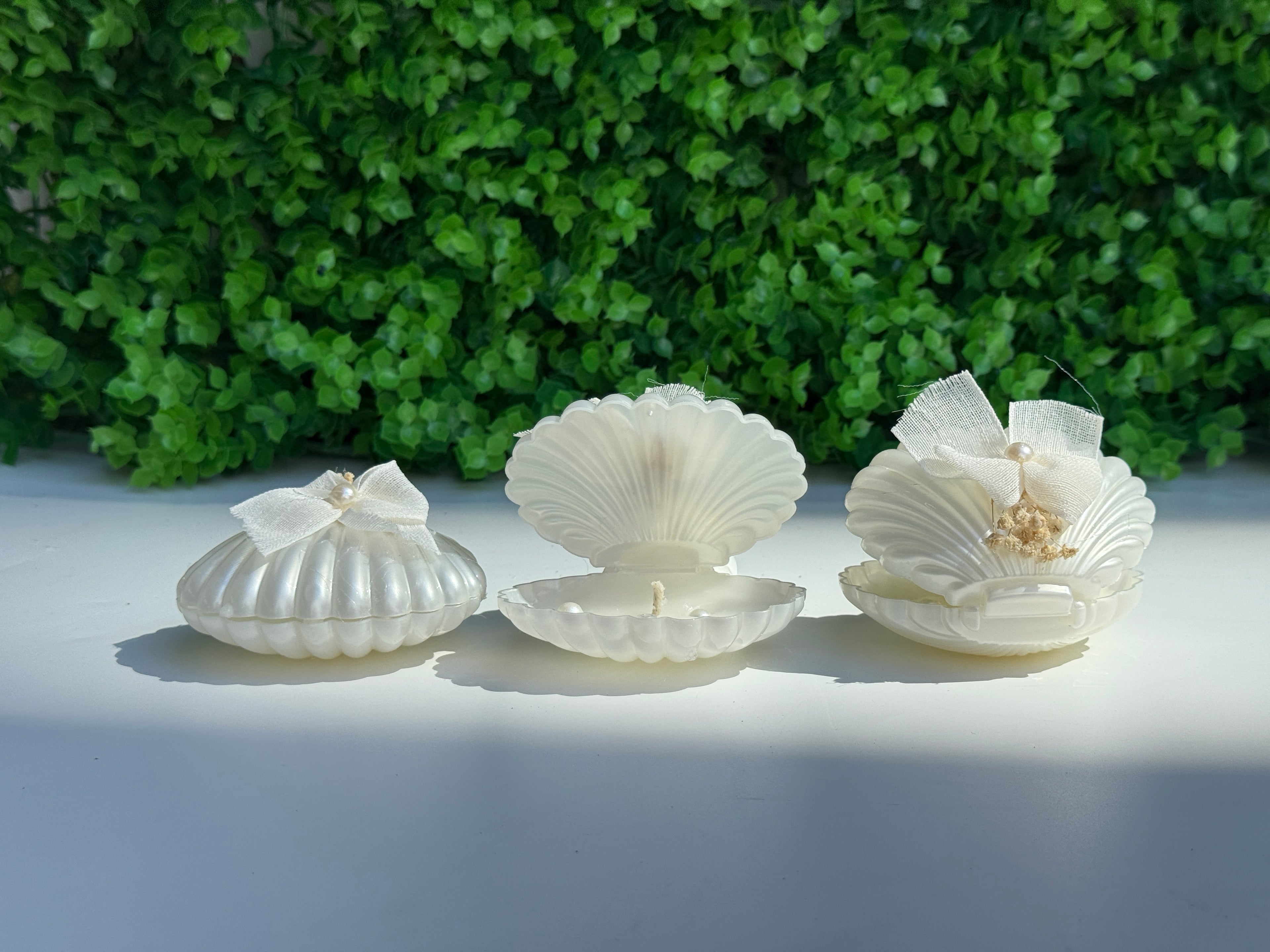 İnci Detaylı Deniz Kabuğu Mumluk