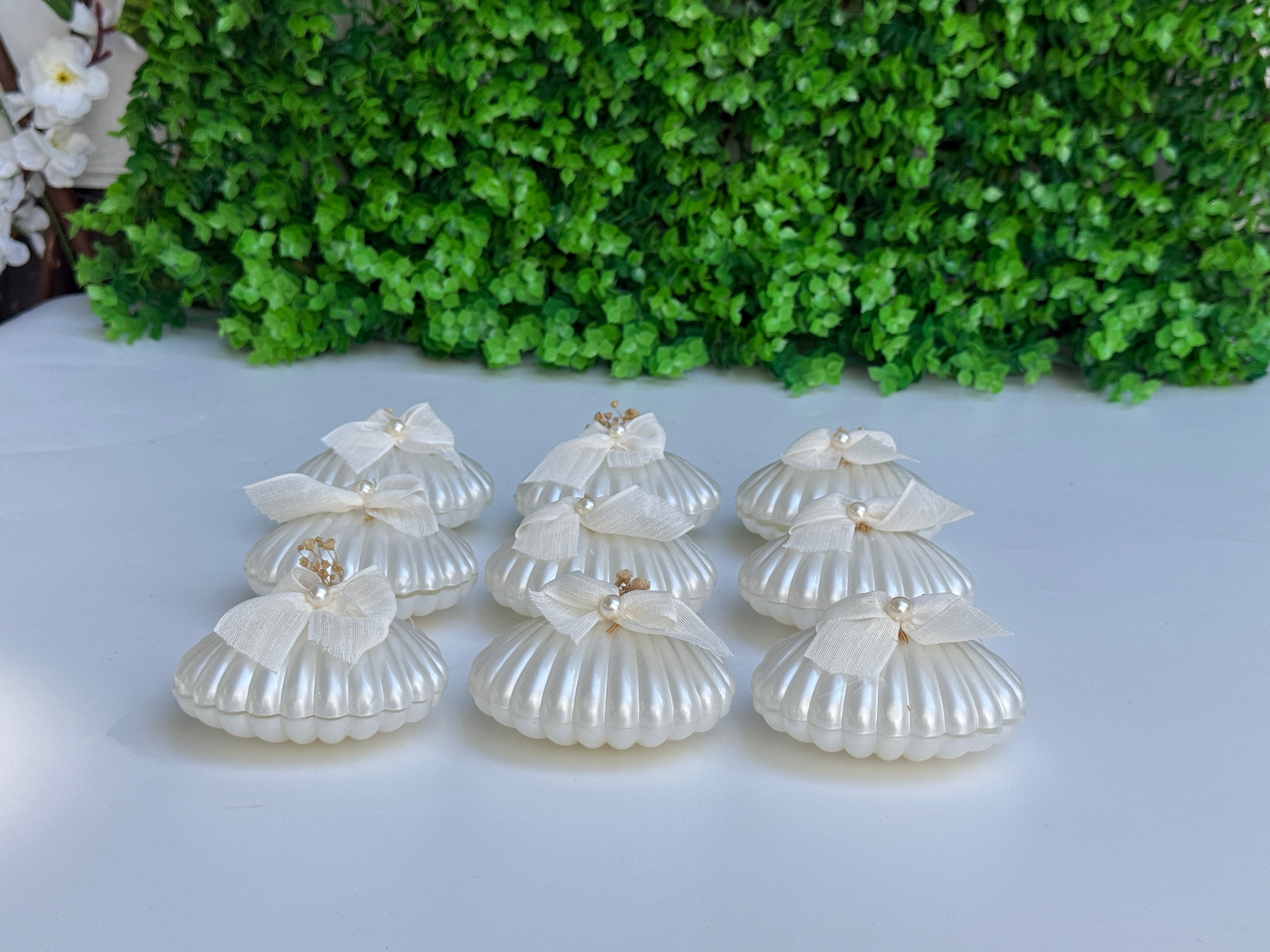 İnci Detaylı Deniz Kabuğu Mumluk