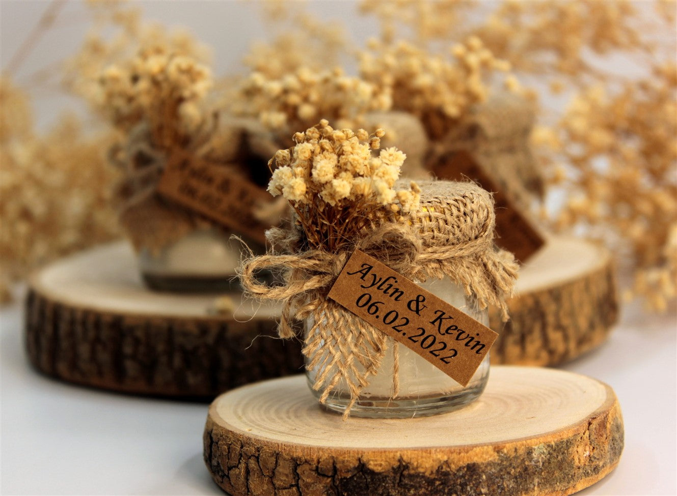 Rustik Cipso Süslemeli Kavanoz Mum