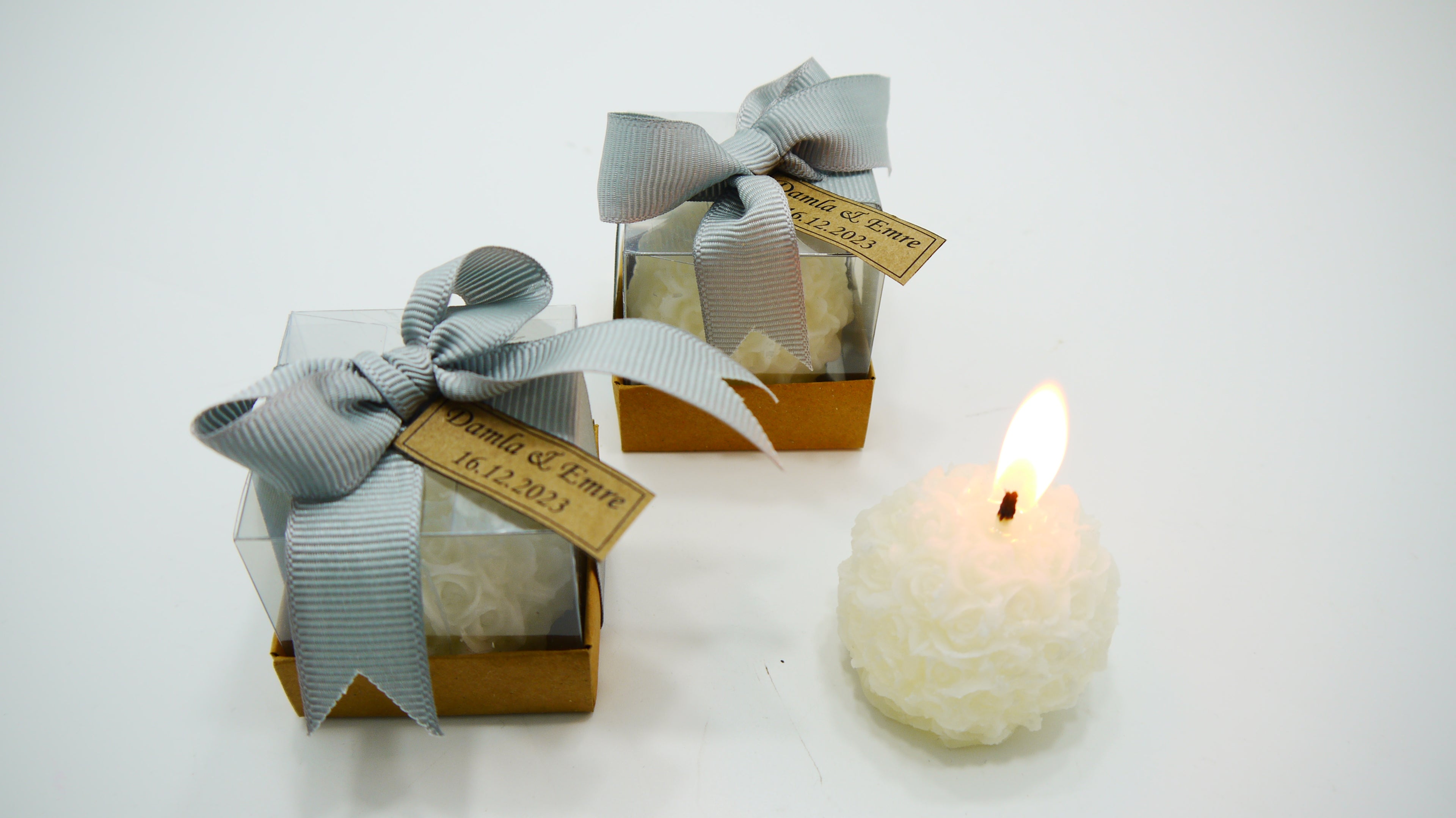 Kraft Kutulu Gül Formlu Mum