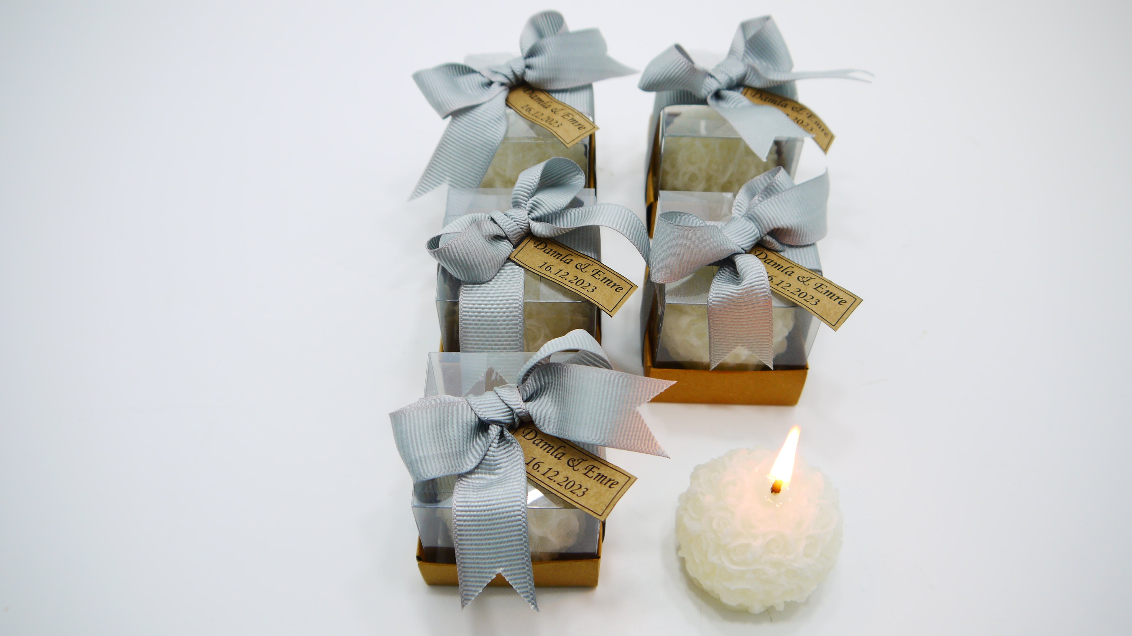 Kraft Kutulu Gül Formlu Mum