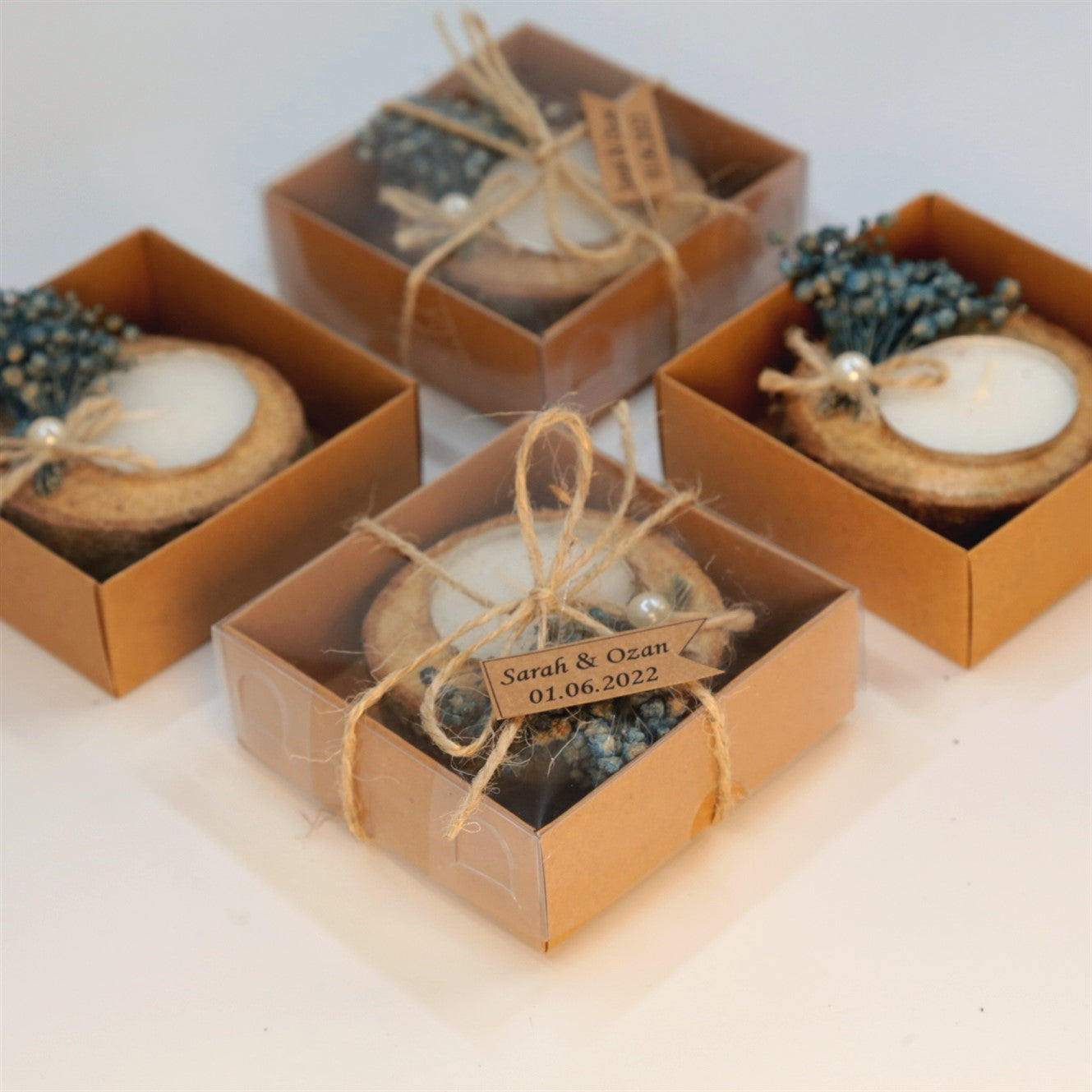 Rustik Kütük Tealight Mum Hediyesi