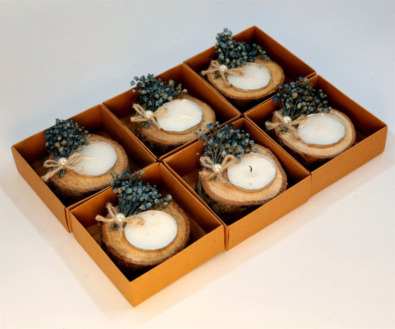 Rustik Kütük Tealight Mum Hediyesi