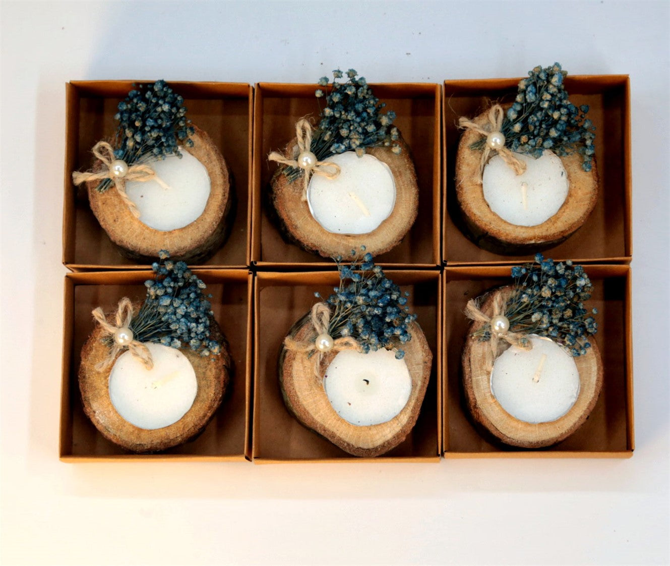 Rustik Kütük Tealight Mum Hediyesi