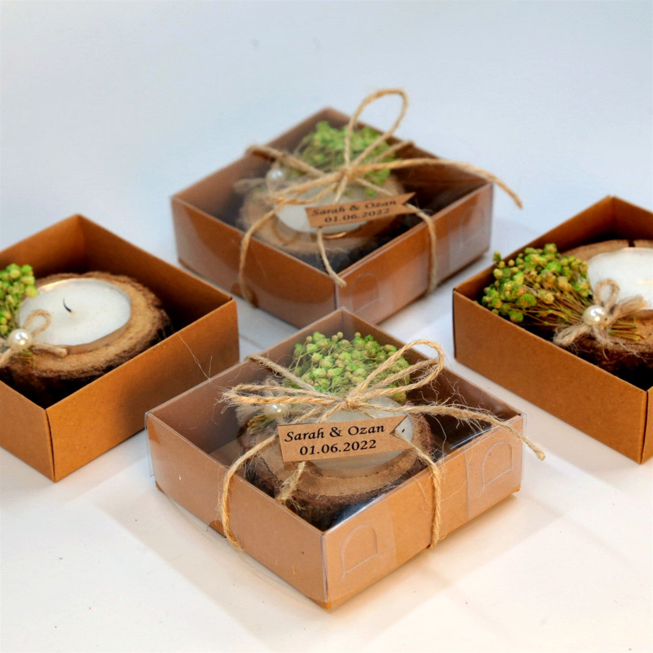 Rustik Kütük Tealight Mum Hediyesi