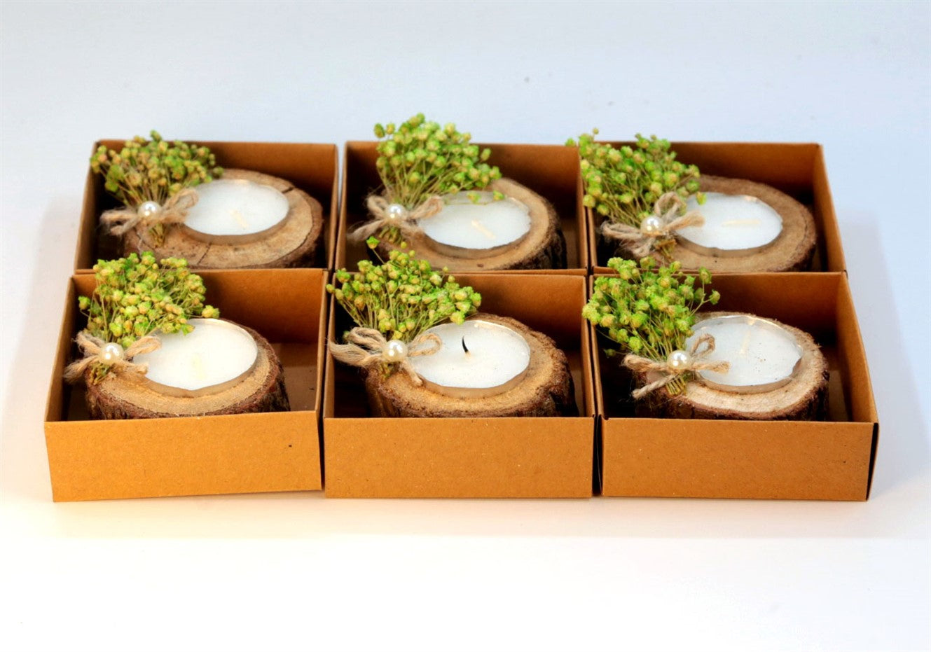 Rustik Kütük Tealight Mum Hediyesi