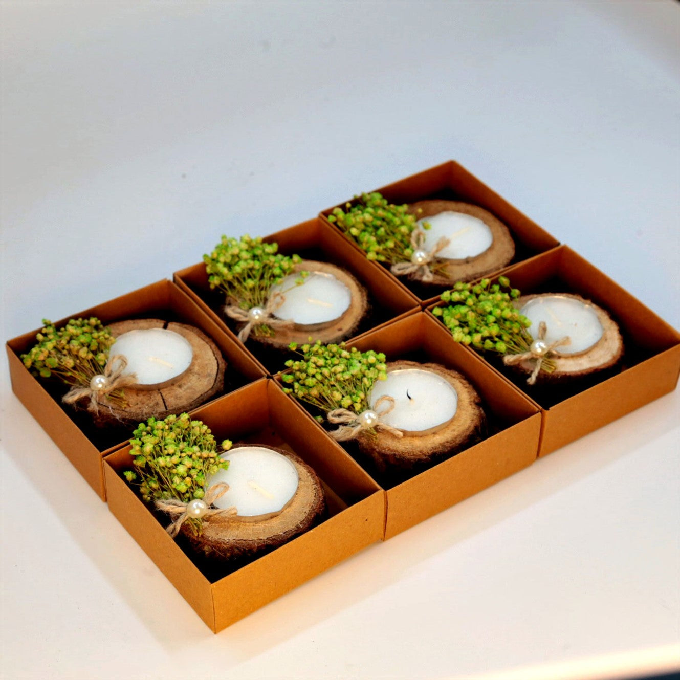 Rustik Kütük Tealight Mum Hediyesi