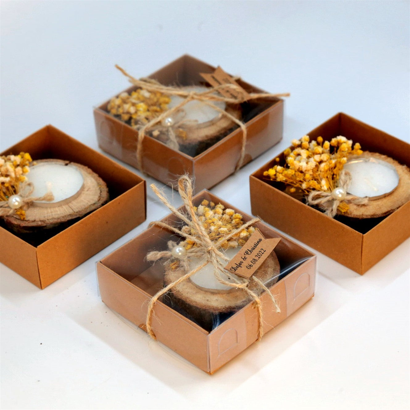 Rustik Kütük Tealight Mum Hediyesi