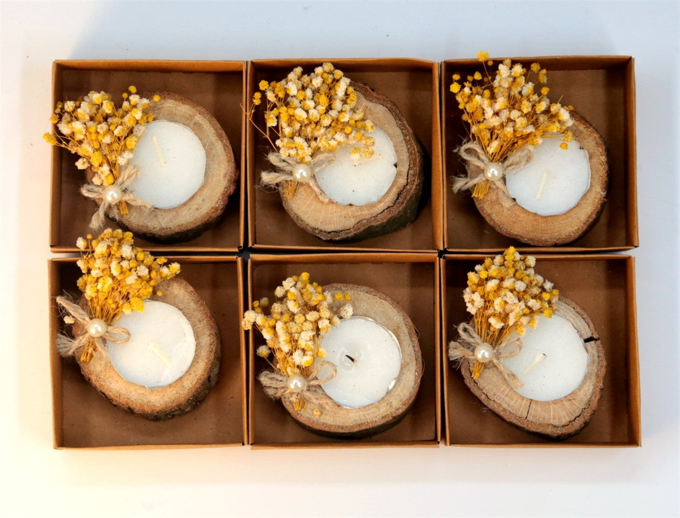 Rustik Kütük Tealight Mum Hediyesi