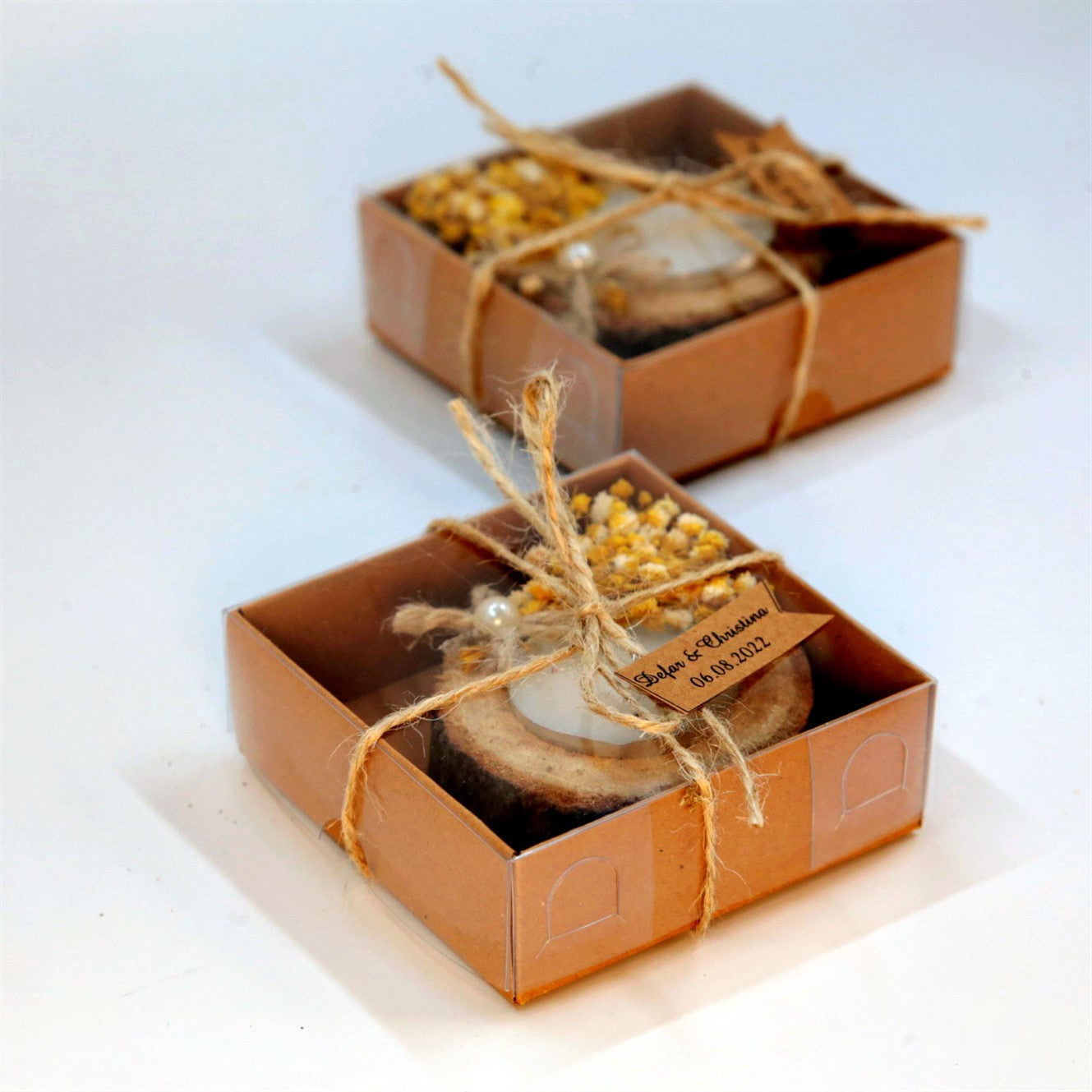 Rustik Kütük Tealight Mum Hediyesi