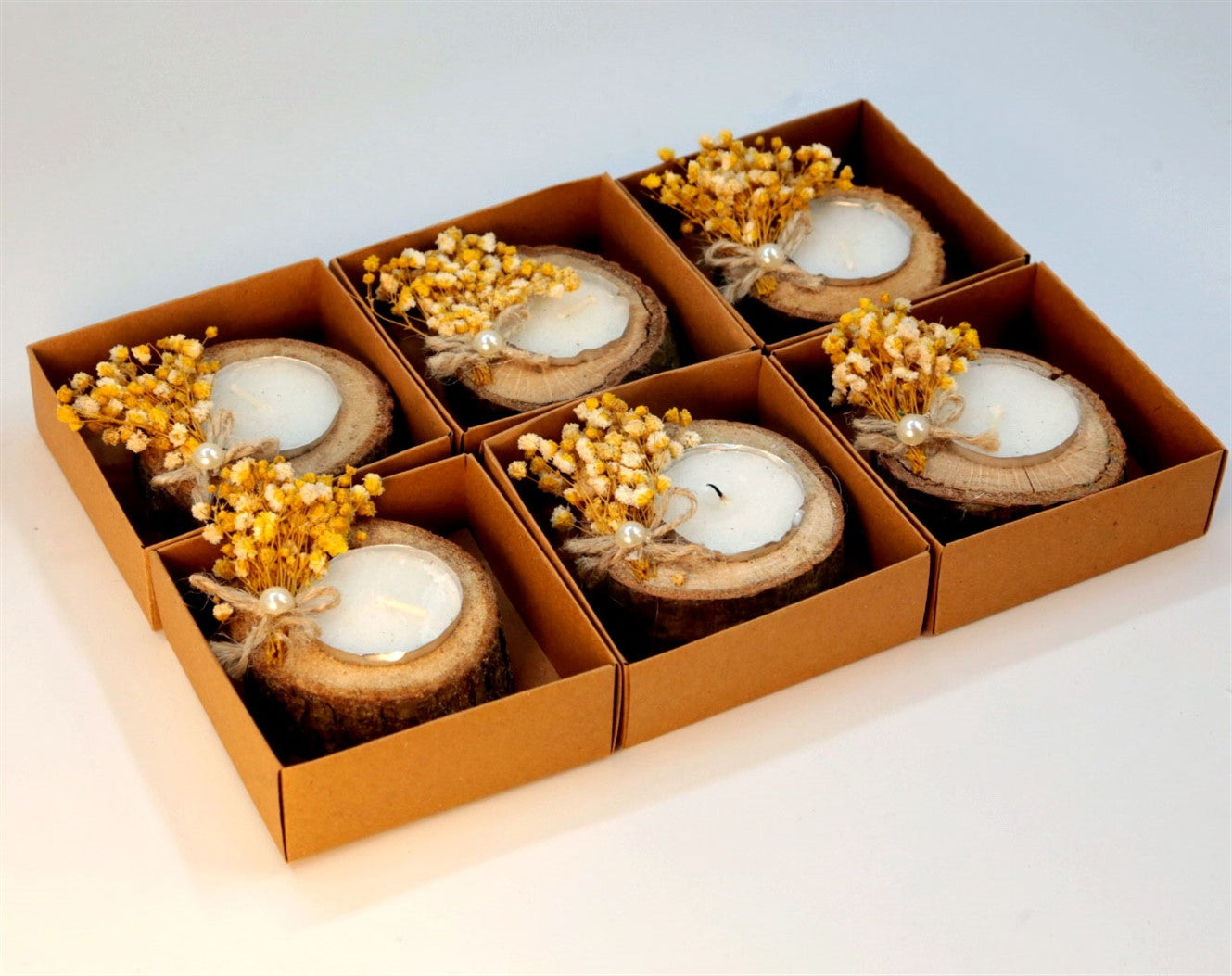 Rustik Kütük Tealight Mum Hediyesi