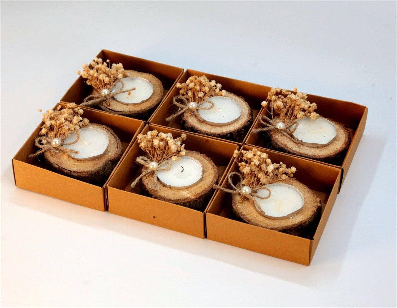 Rustik Kütük Tealight Mum Hediyesi