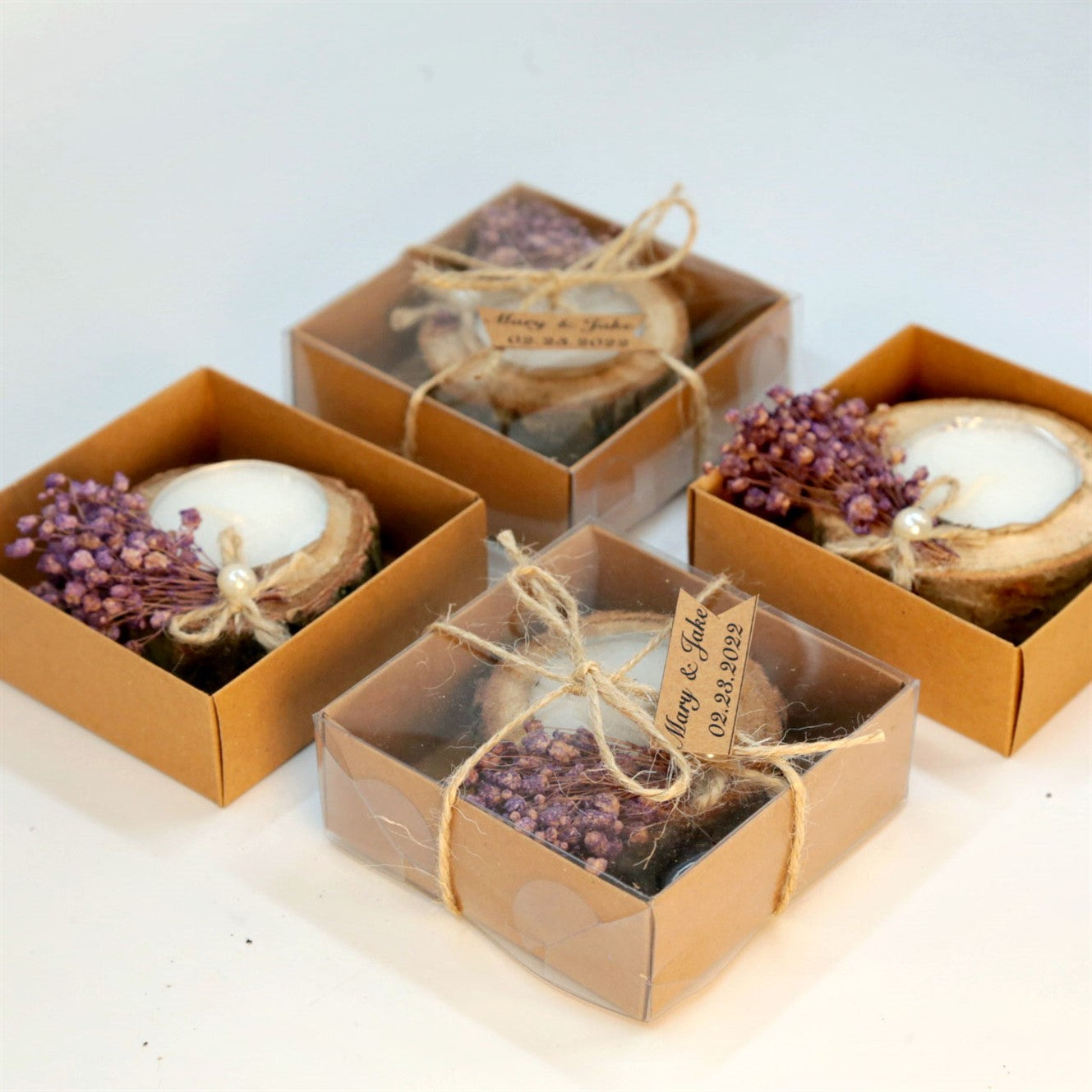 Rustik Kütük Tealight Mum Hediyesi