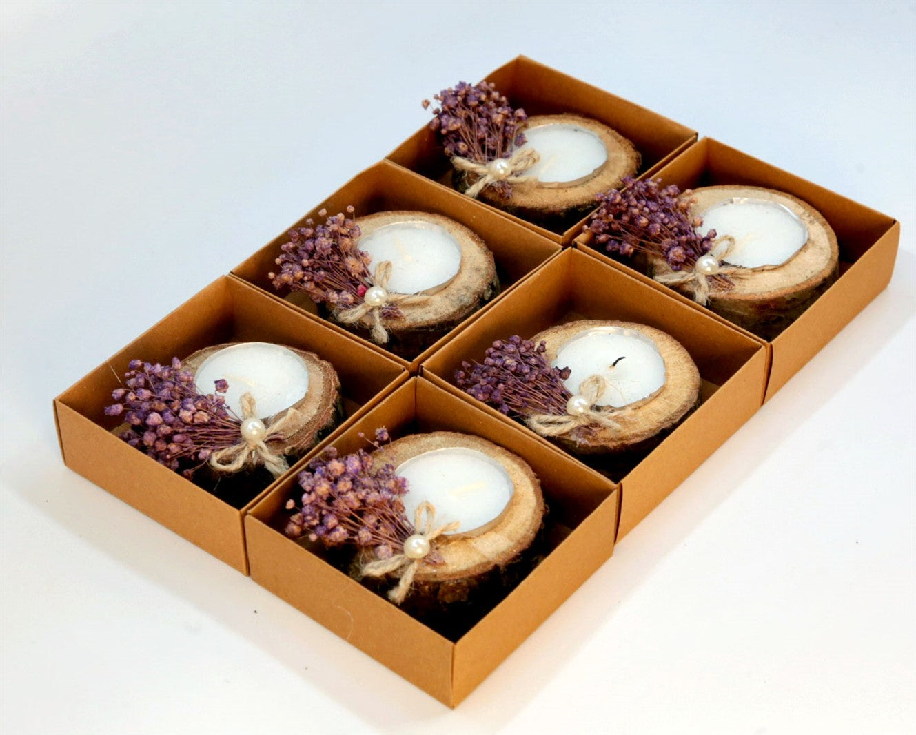 Rustik Kütük Tealight Mum Hediyesi