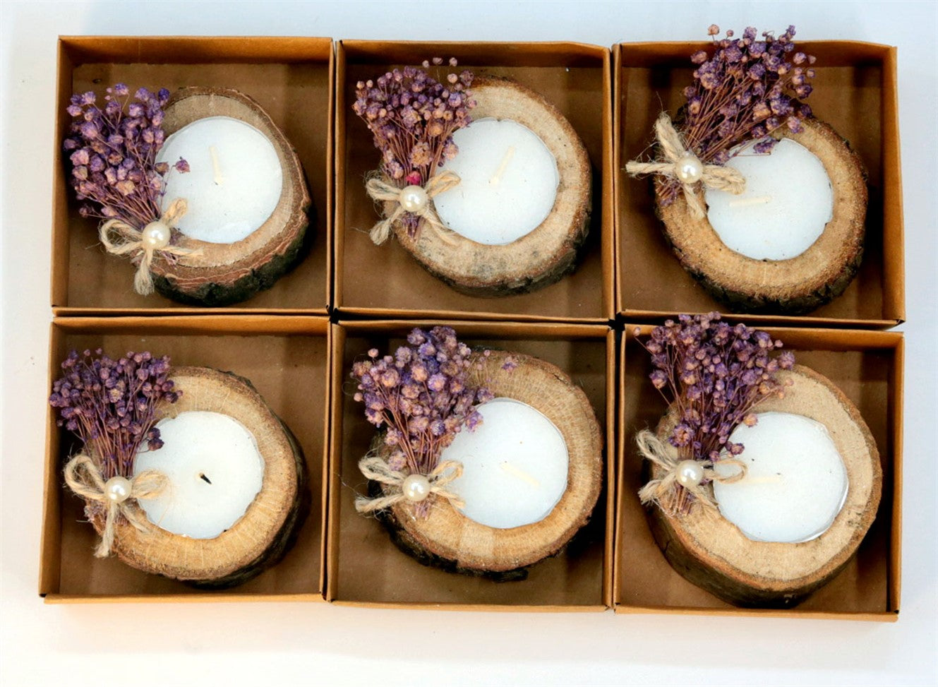 Rustik Kütük Tealight Mum Hediyesi