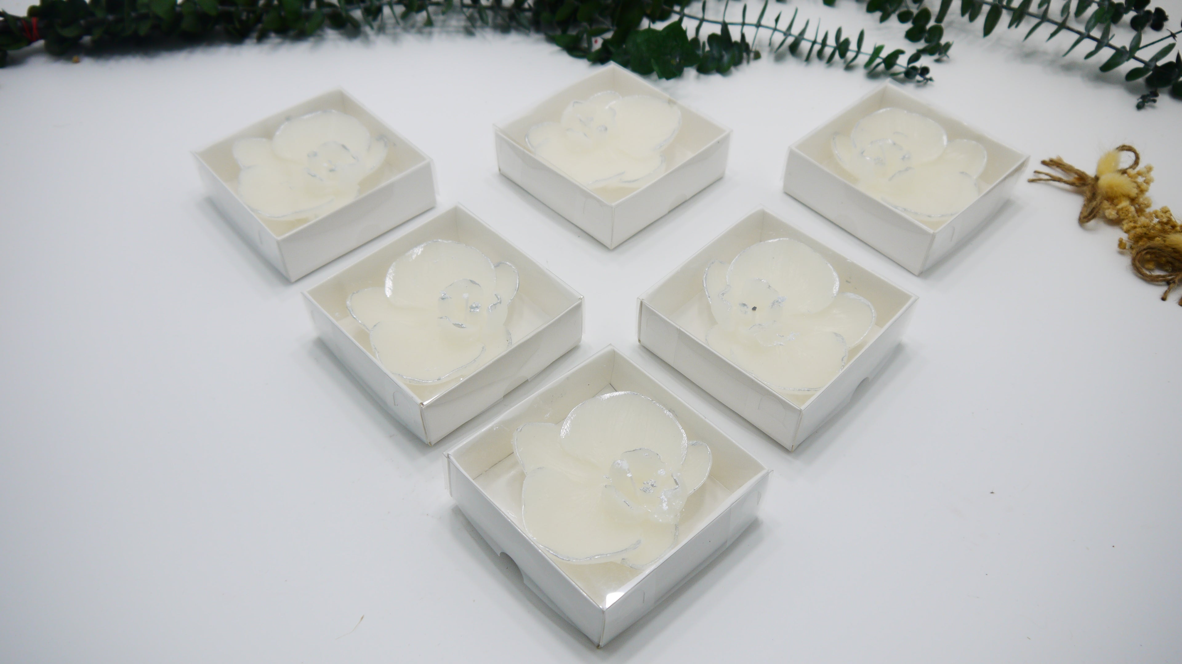 Asetat Kutulu Orkide Dekoratif Mum