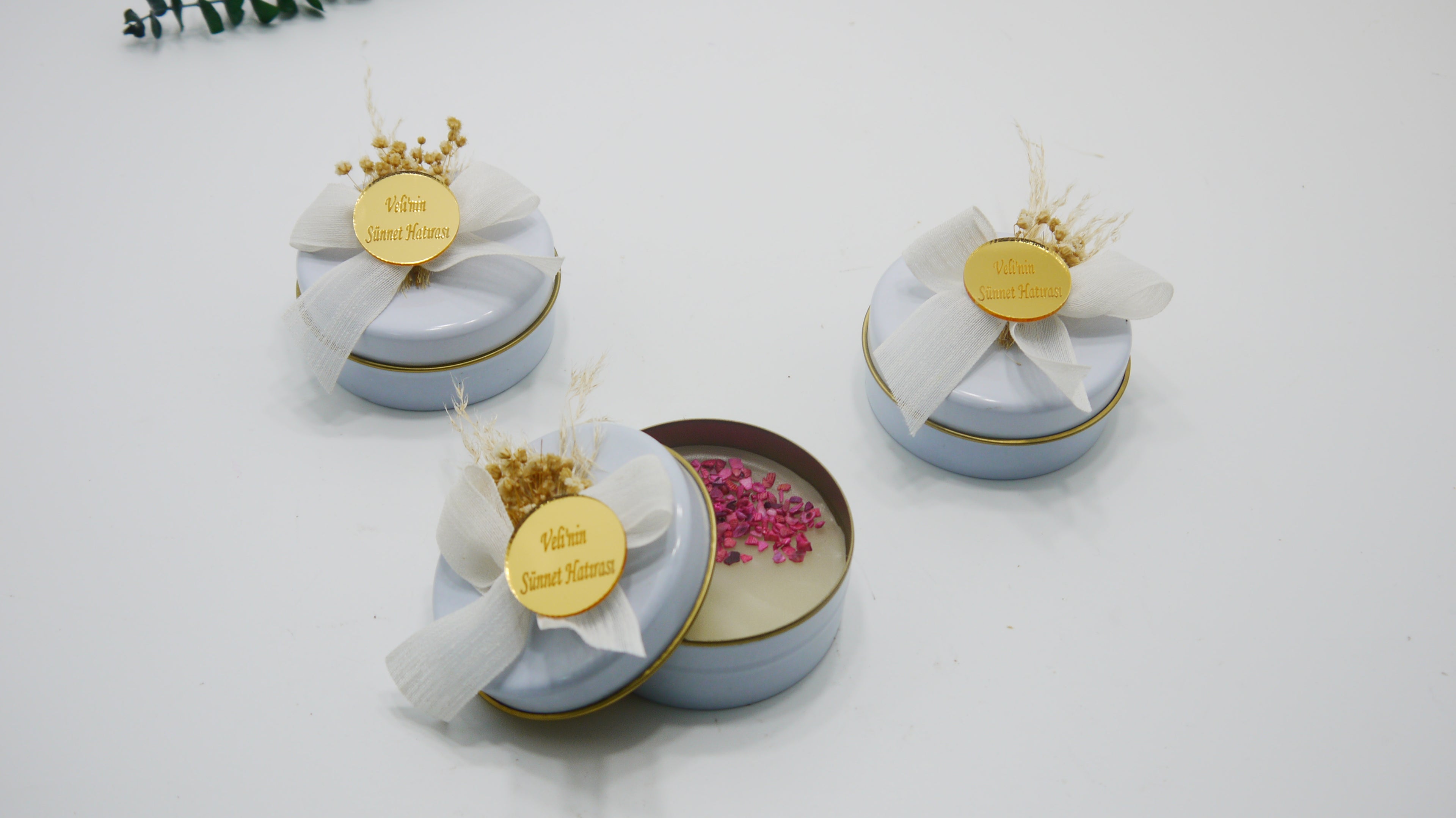 Hasır Fiyonk Süslemeli Teneke Mum