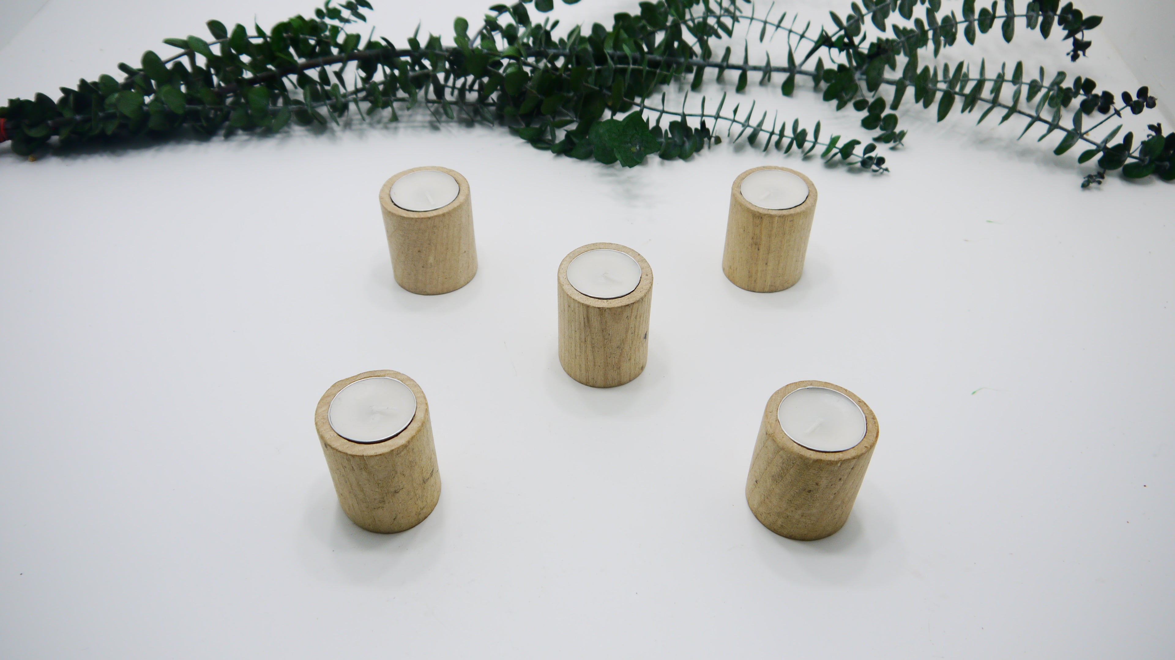 Silindir Ahşap Tealight Mumluk