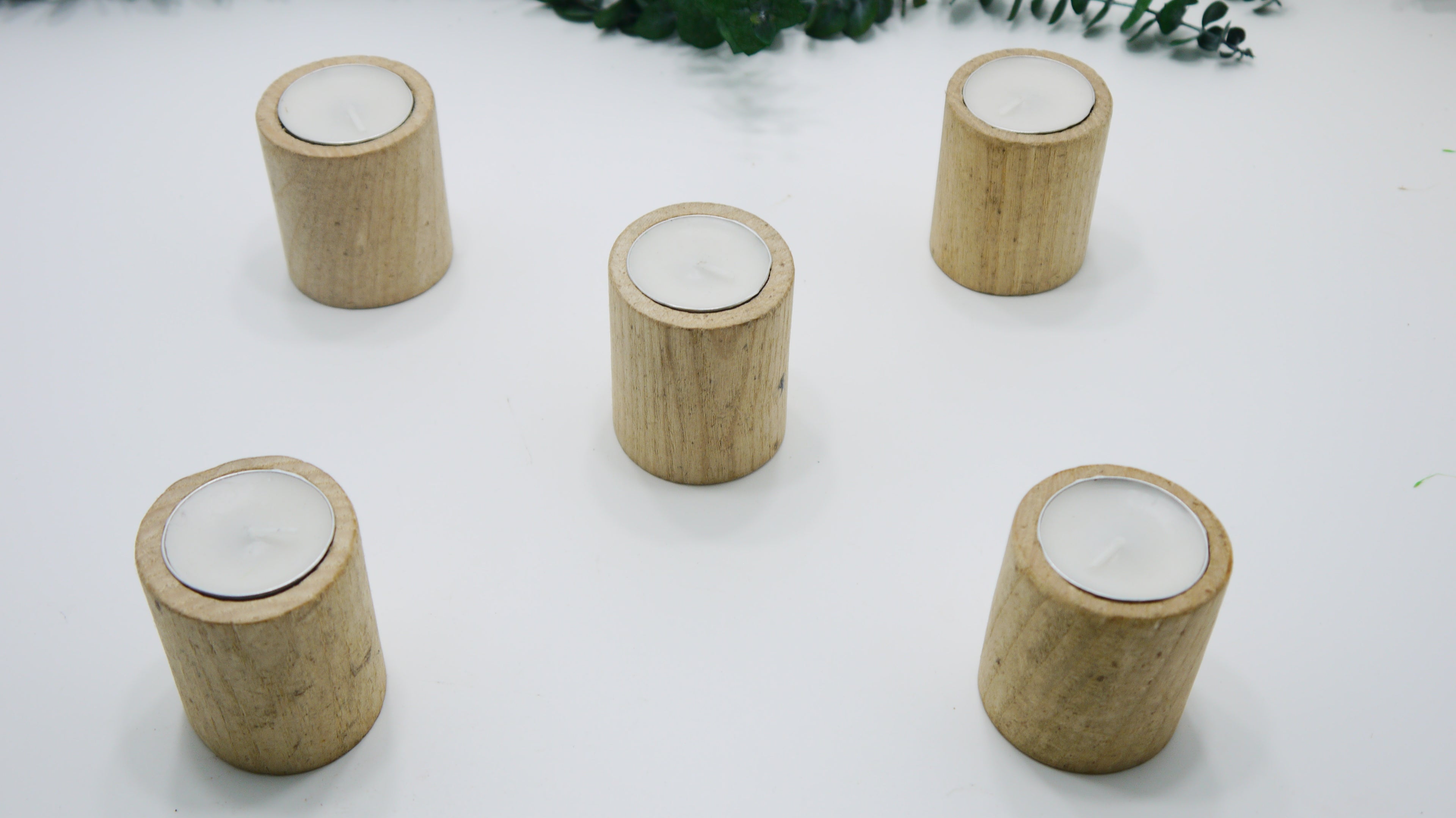 Silindir Ahşap Tealight Mumluk