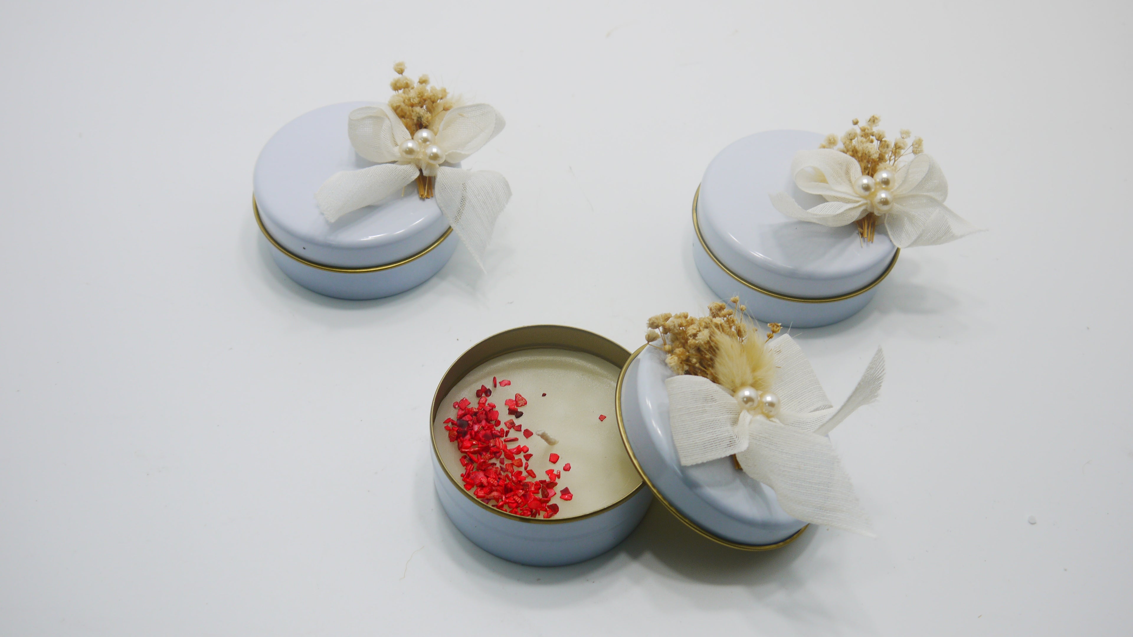 İnci Süslemeli Teneke Mum