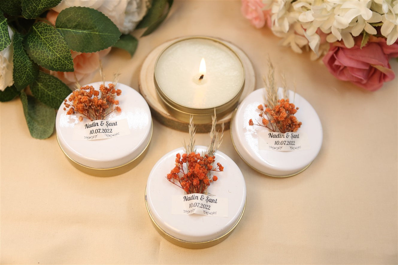 Başak Cipso Süslemeli Teneke Mum