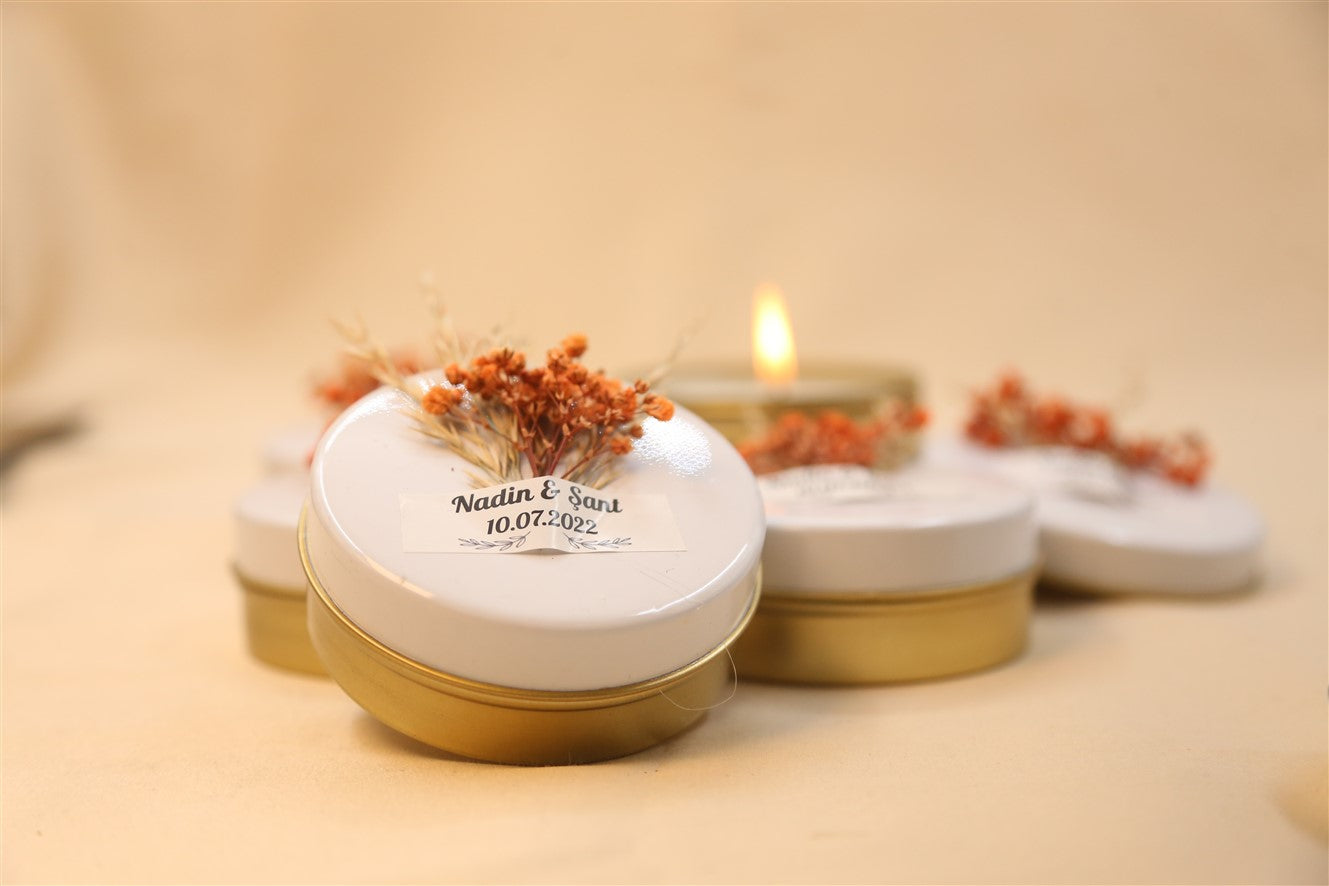 Başak Cipso Süslemeli Teneke Mum