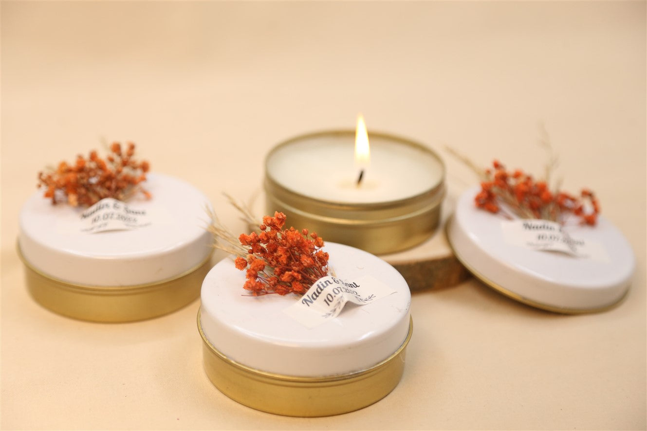 Başak Cipso Süslemeli Teneke Mum