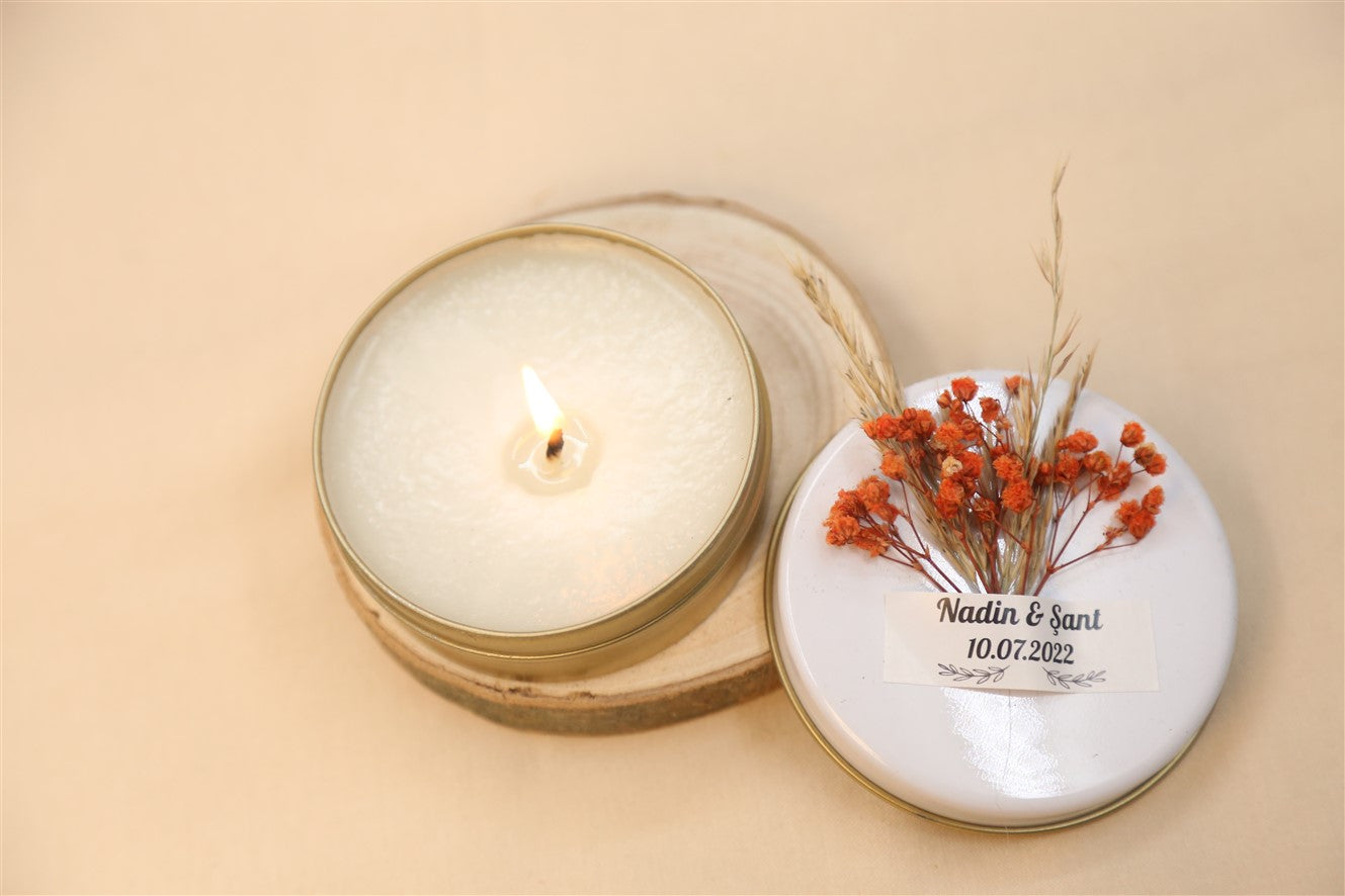 Başak Cipso Süslemeli Teneke Mum