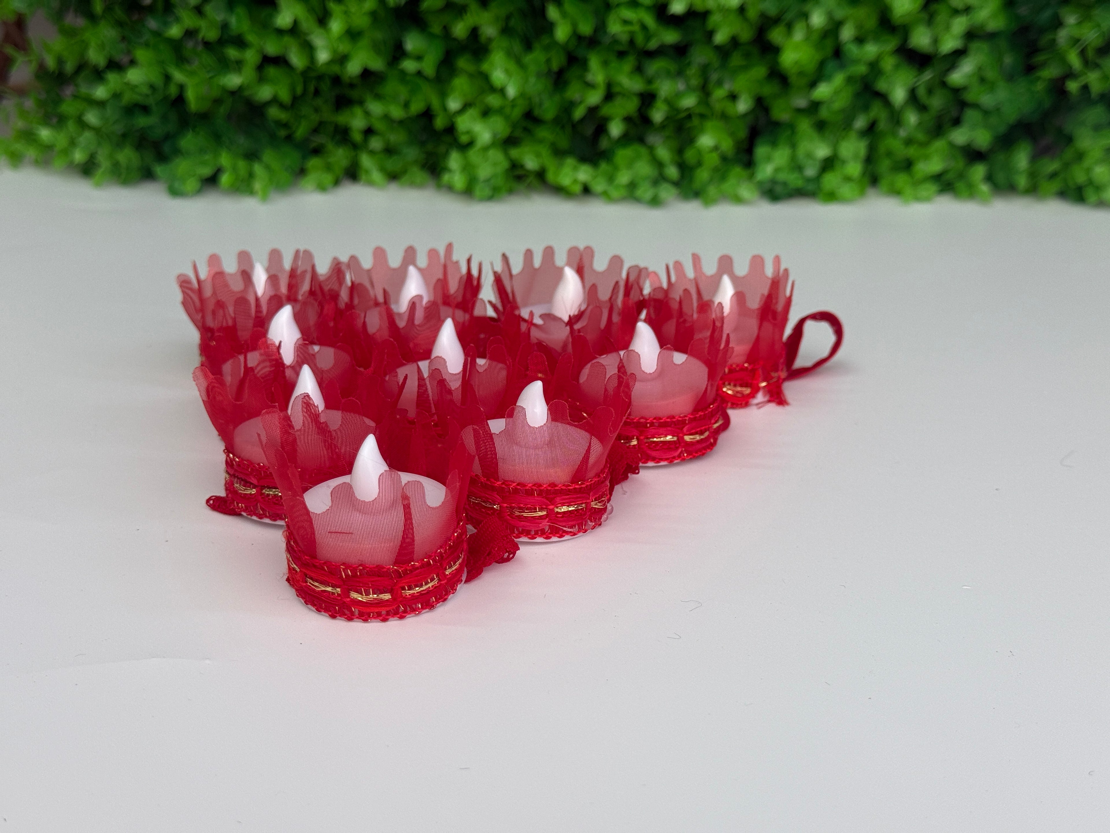 Dantelli Tül Süslemeli Led Mum