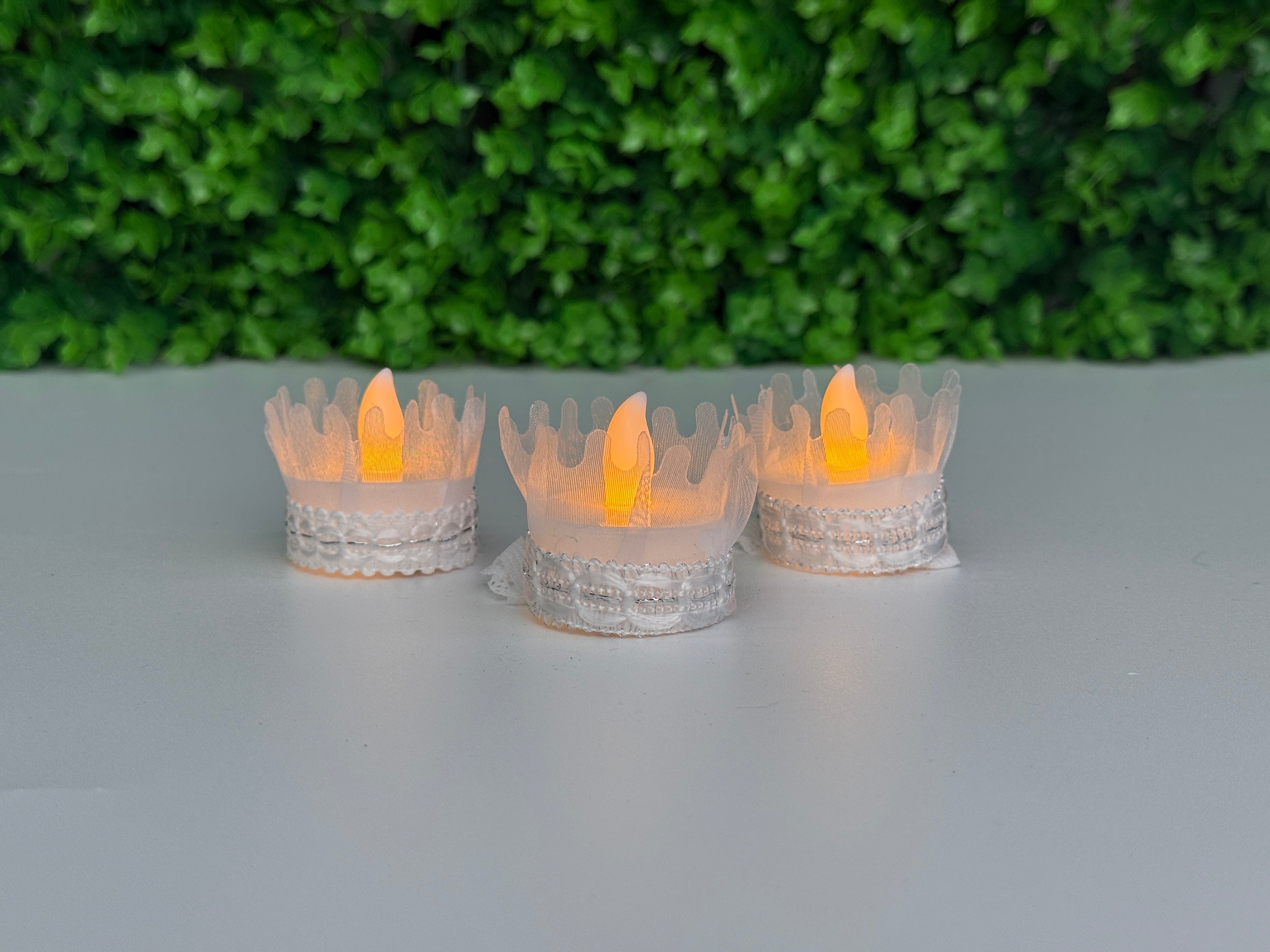 Dantelli Tül Süslemeli Led Mum