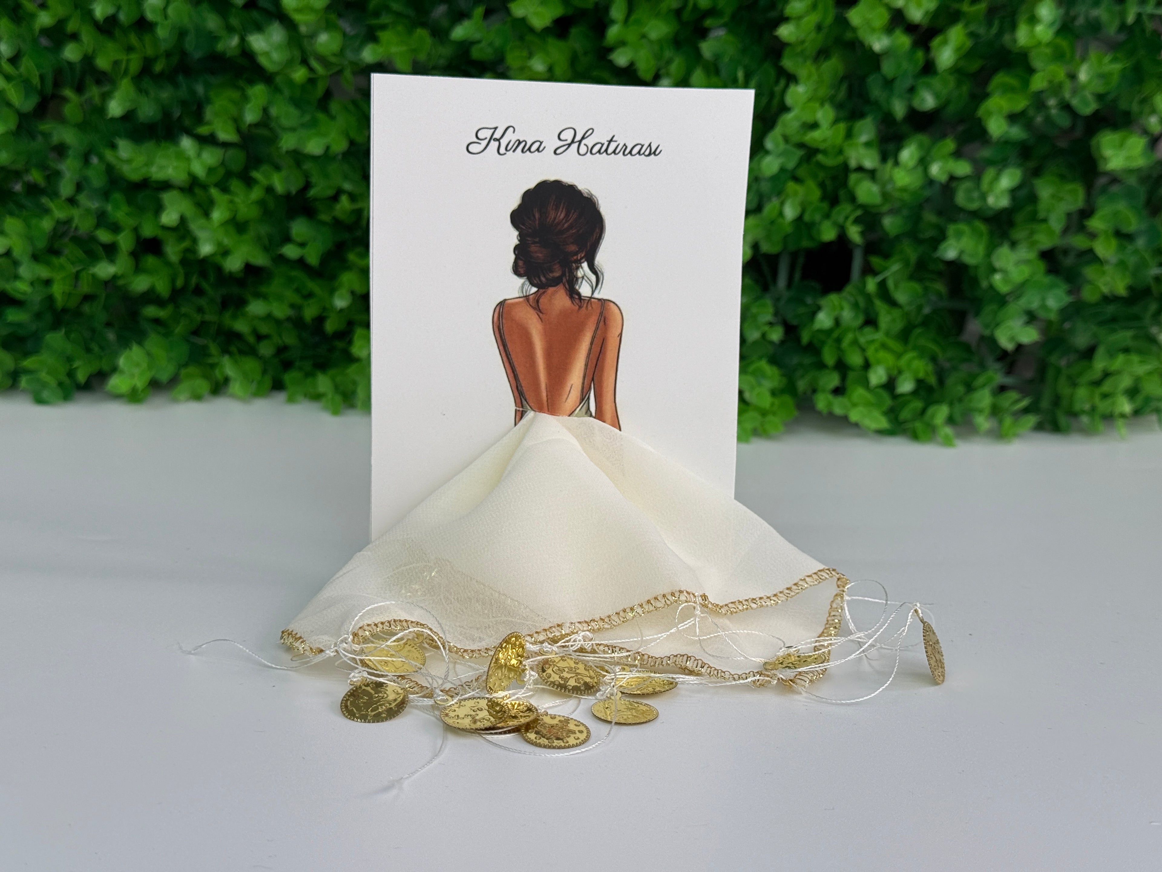 Kına Hatırası Kartlı Mendil