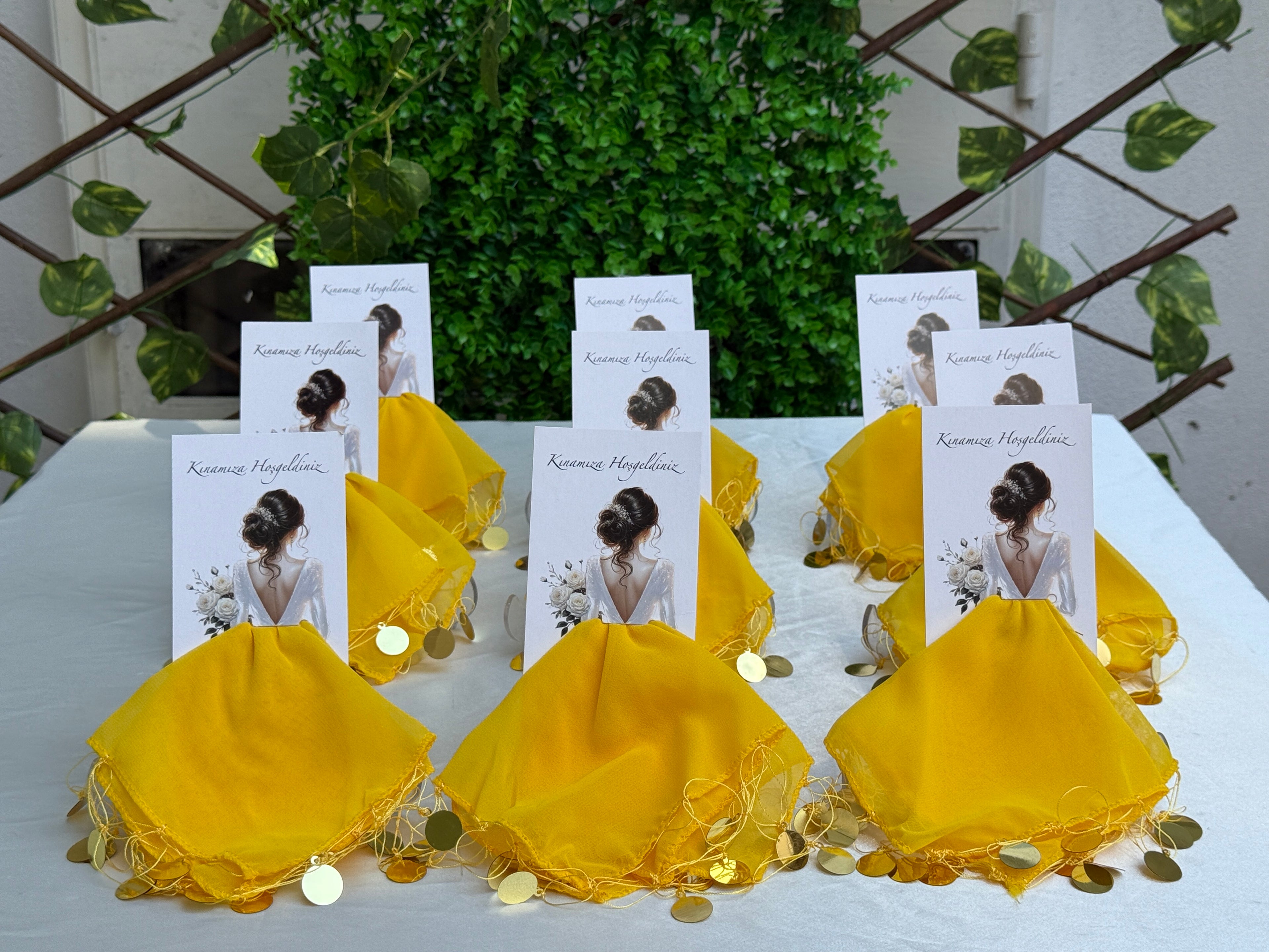 Kına Hatırası Kartlı Mendil