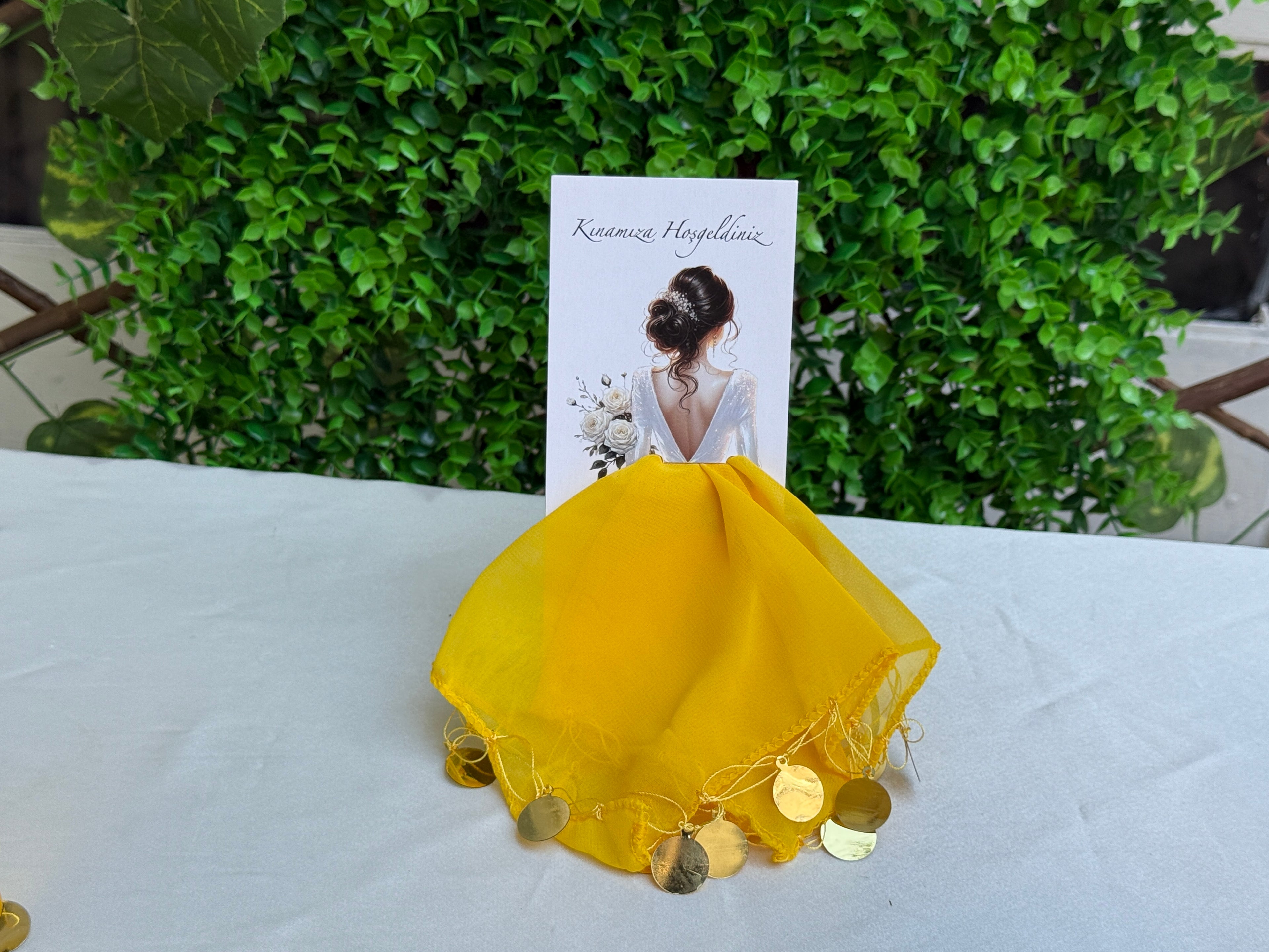 Kına Hatırası Kartlı Mendil