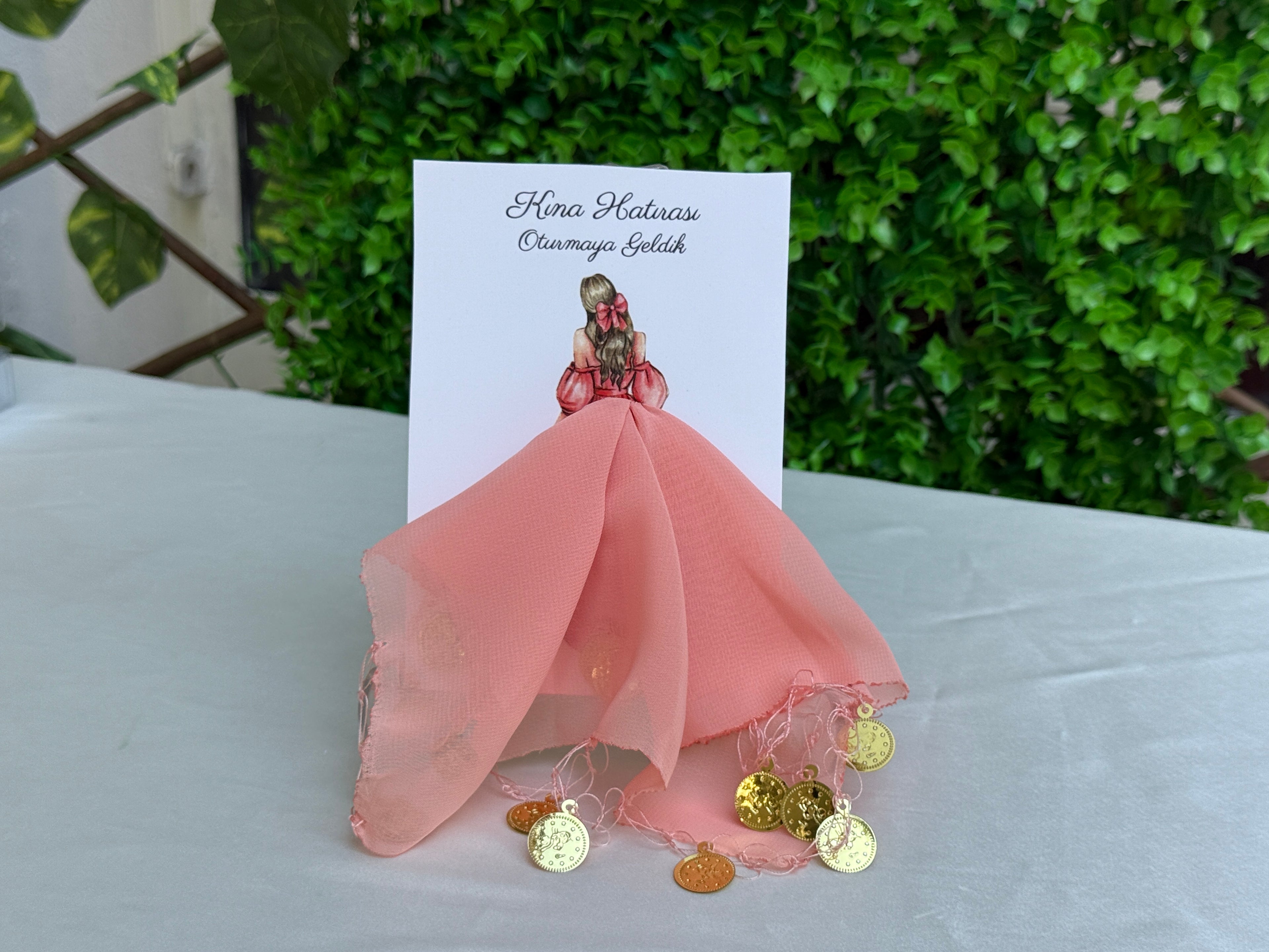 Kına Hatırası Kartlı Mendil