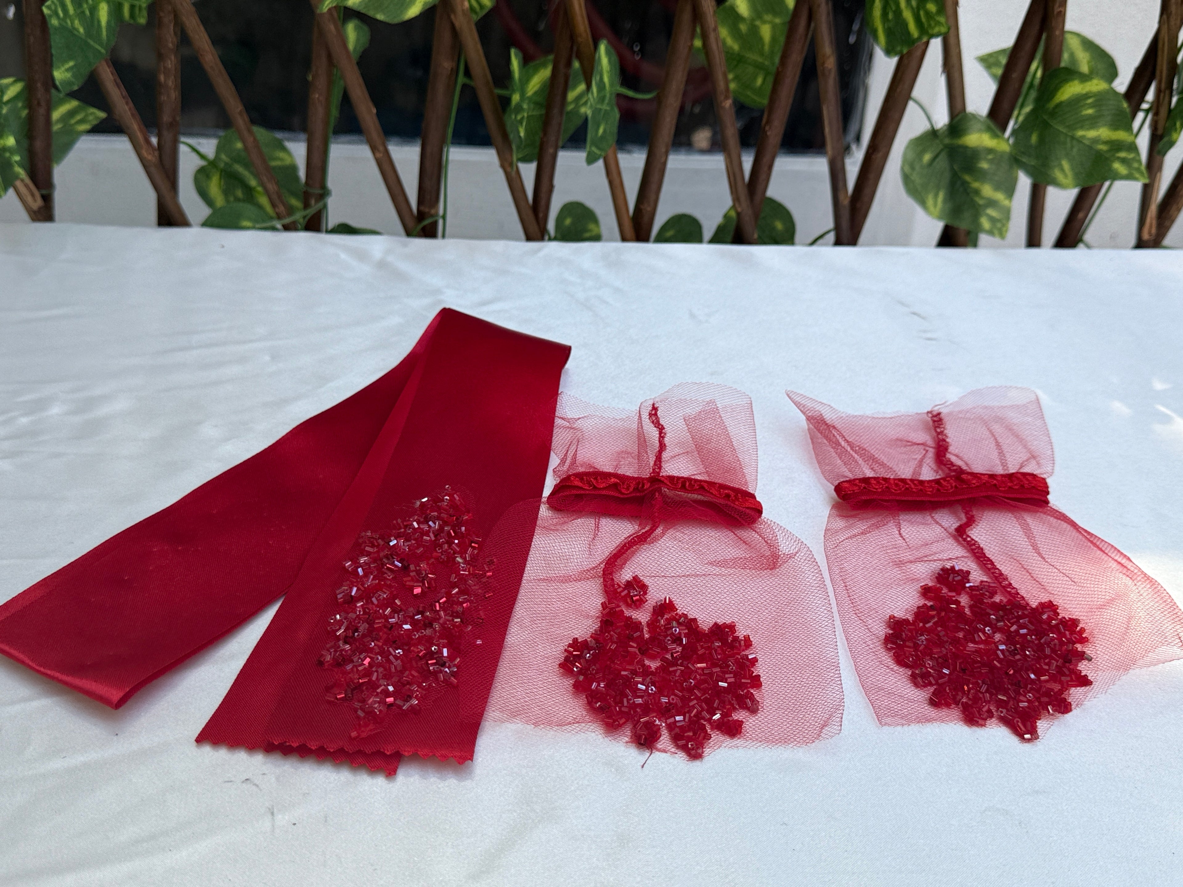 Taş İşlemeli Tül Kına Takımı