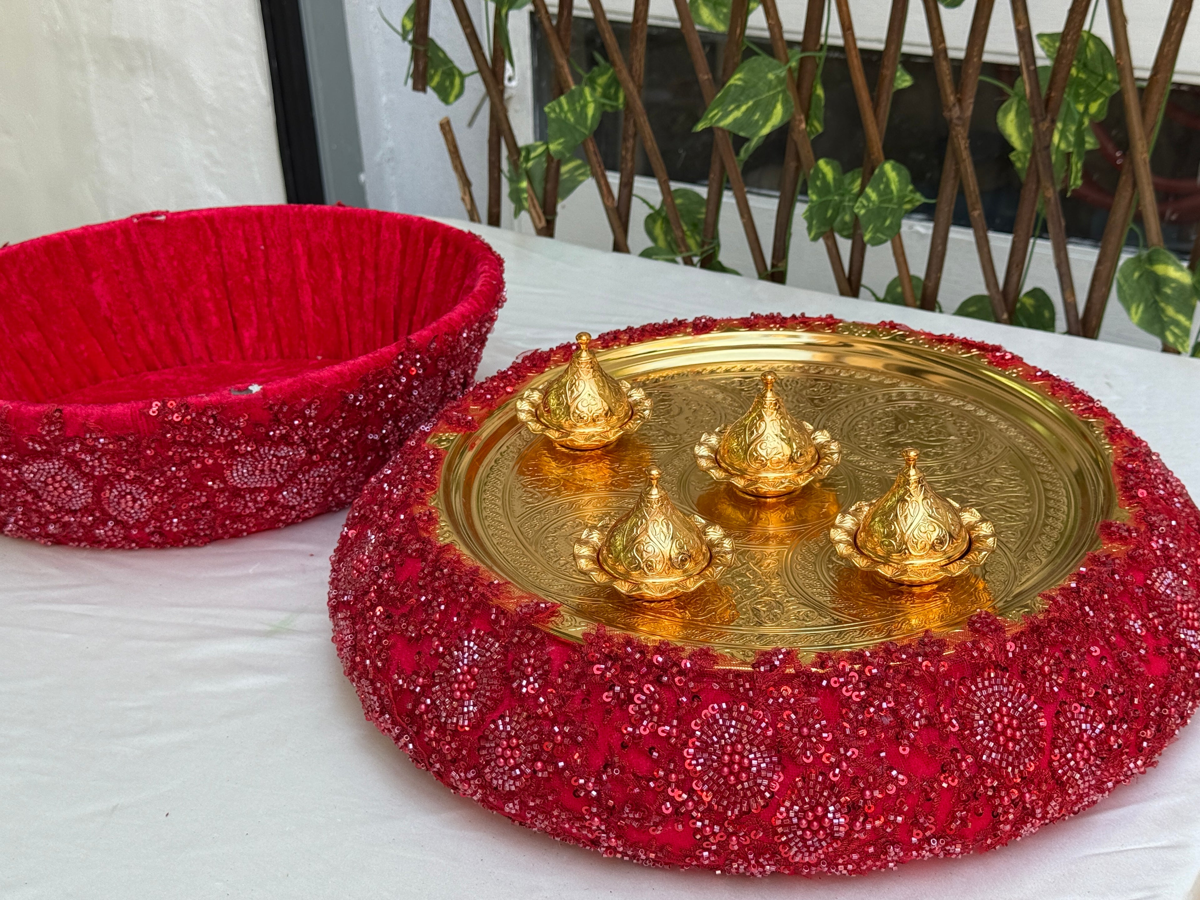 Kadife Taş İşlemeli Kına Takımı