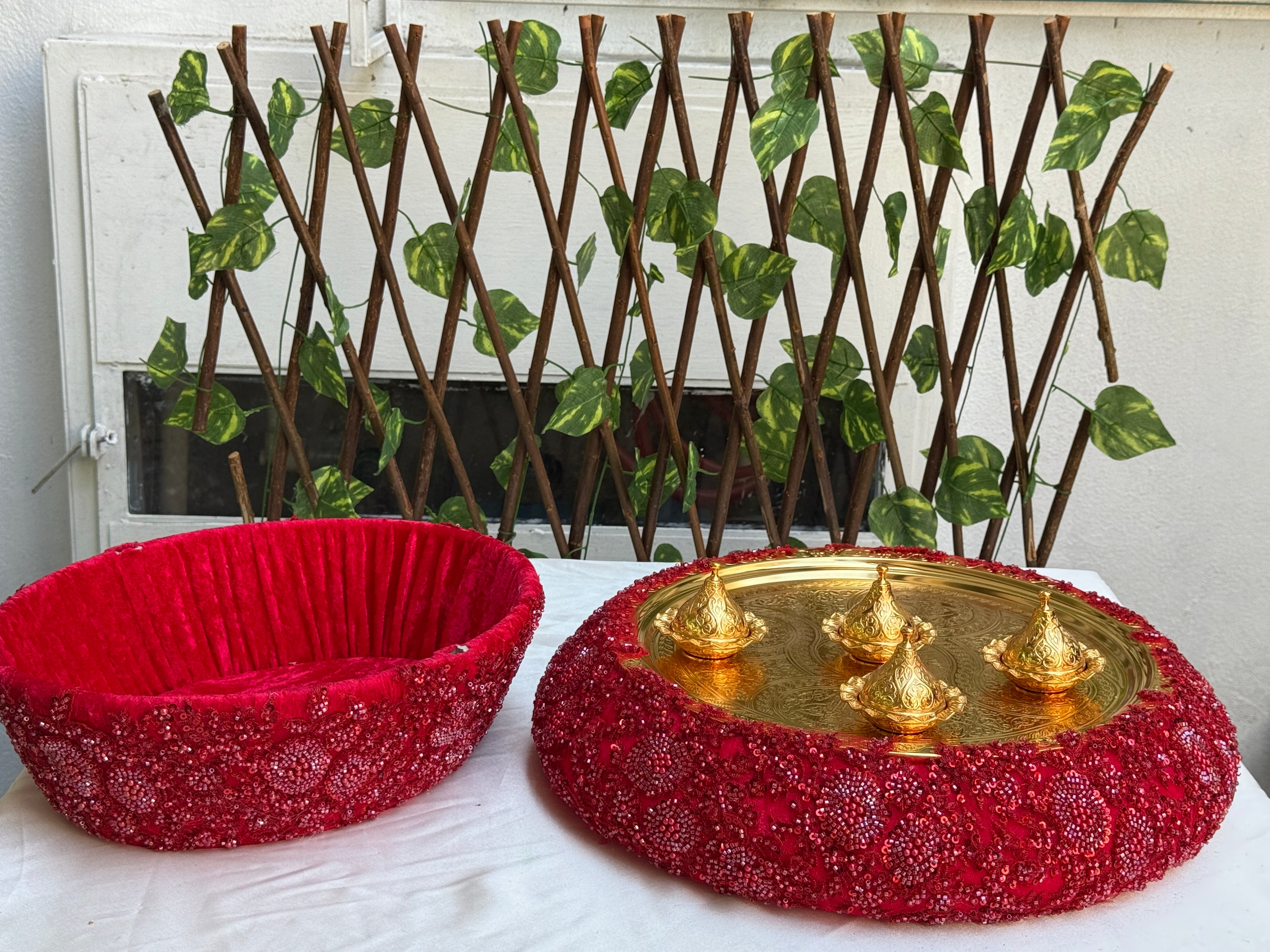 Kadife Taş İşlemeli Kına Takımı