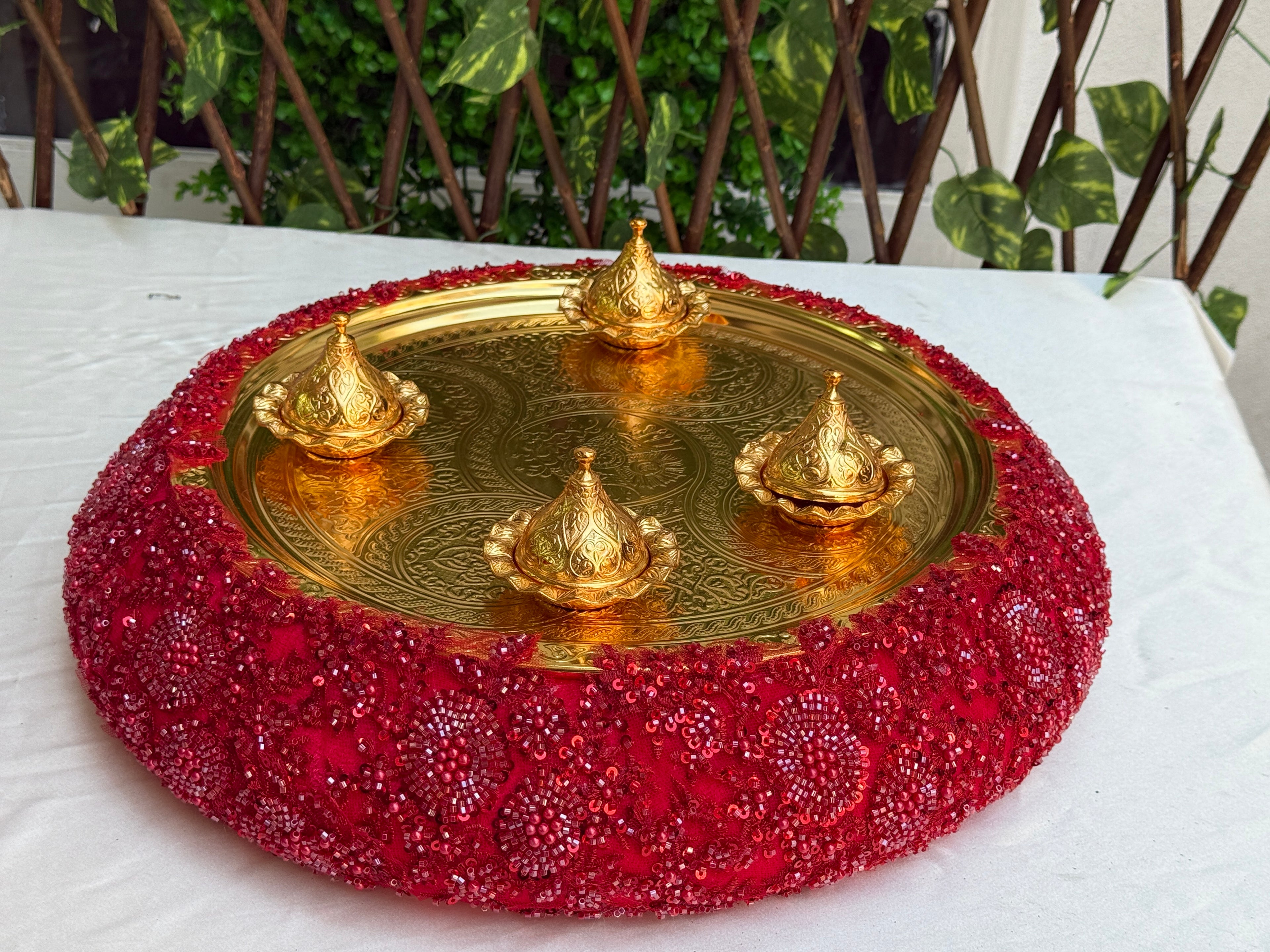 Kadife Taş İşlemeli Kına Takımı